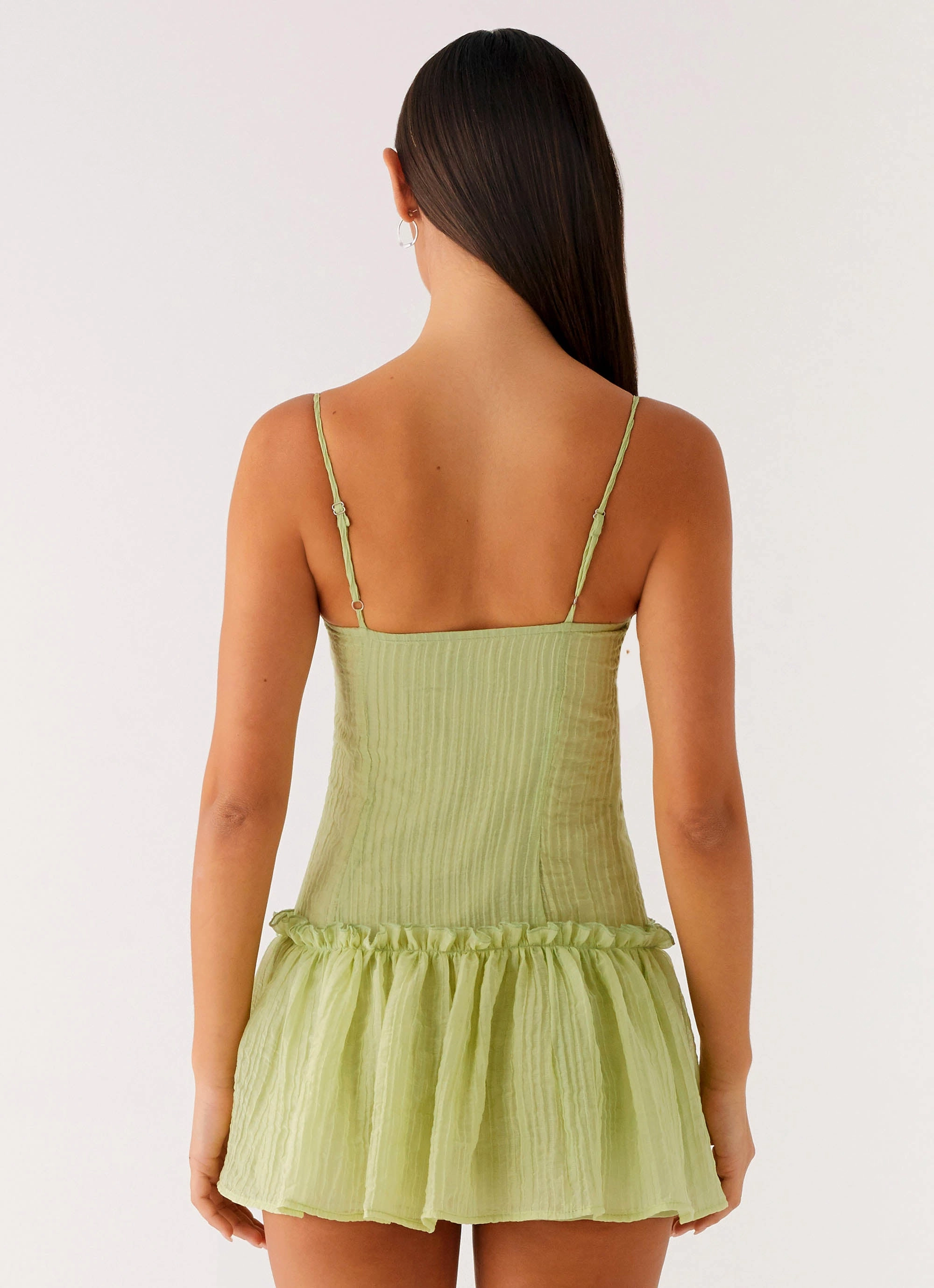 Biodegradable Fabric Reinforced Pockets Bambini Mini Dress - Green