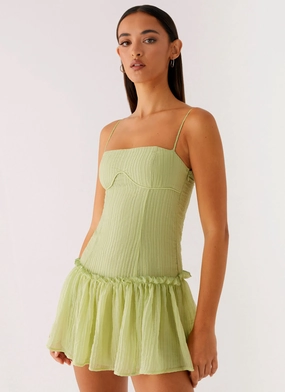 Polished Cut Bambini Mini Dress - Green