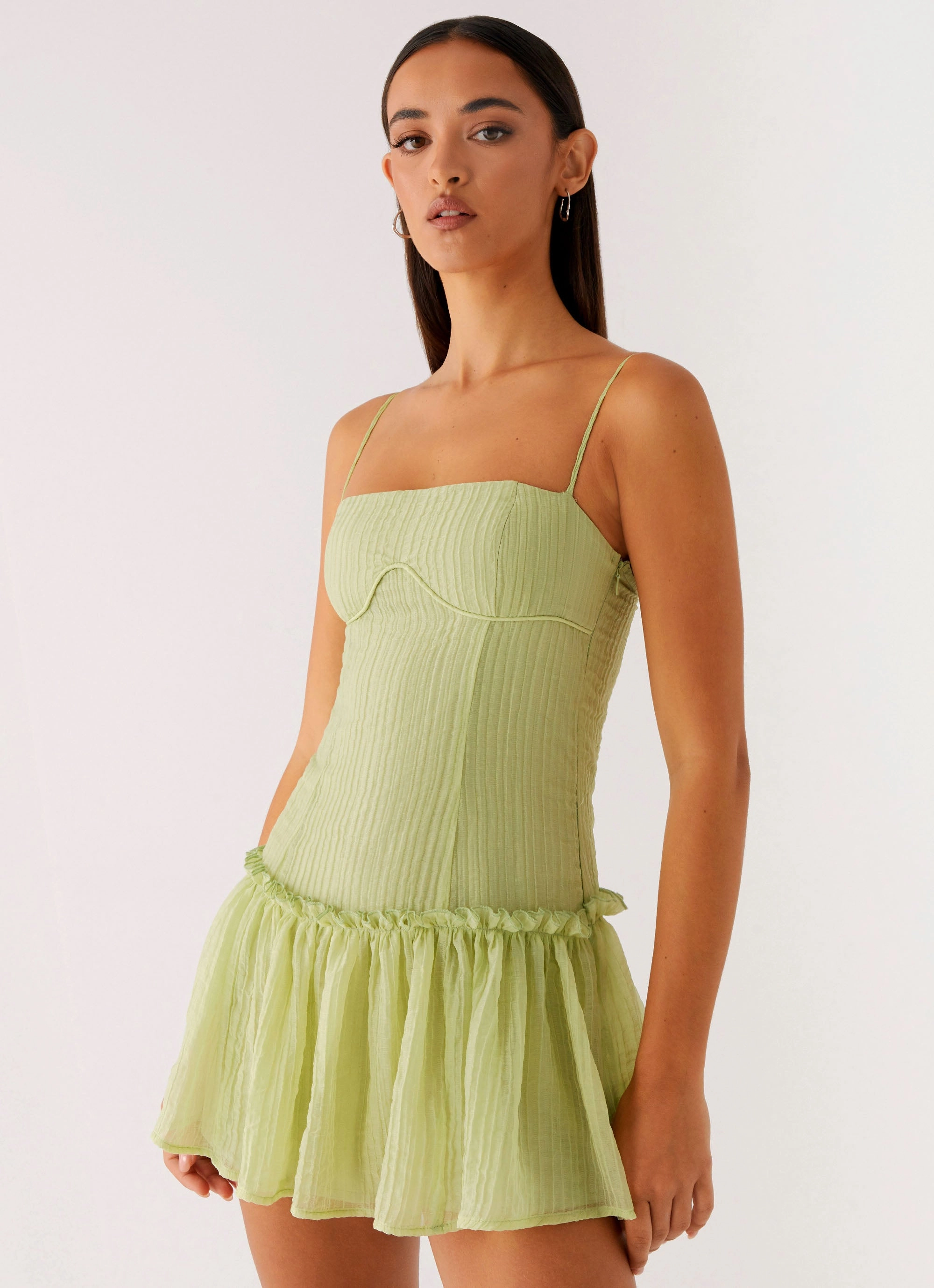 Polished Cut Bambini Mini Dress - Green