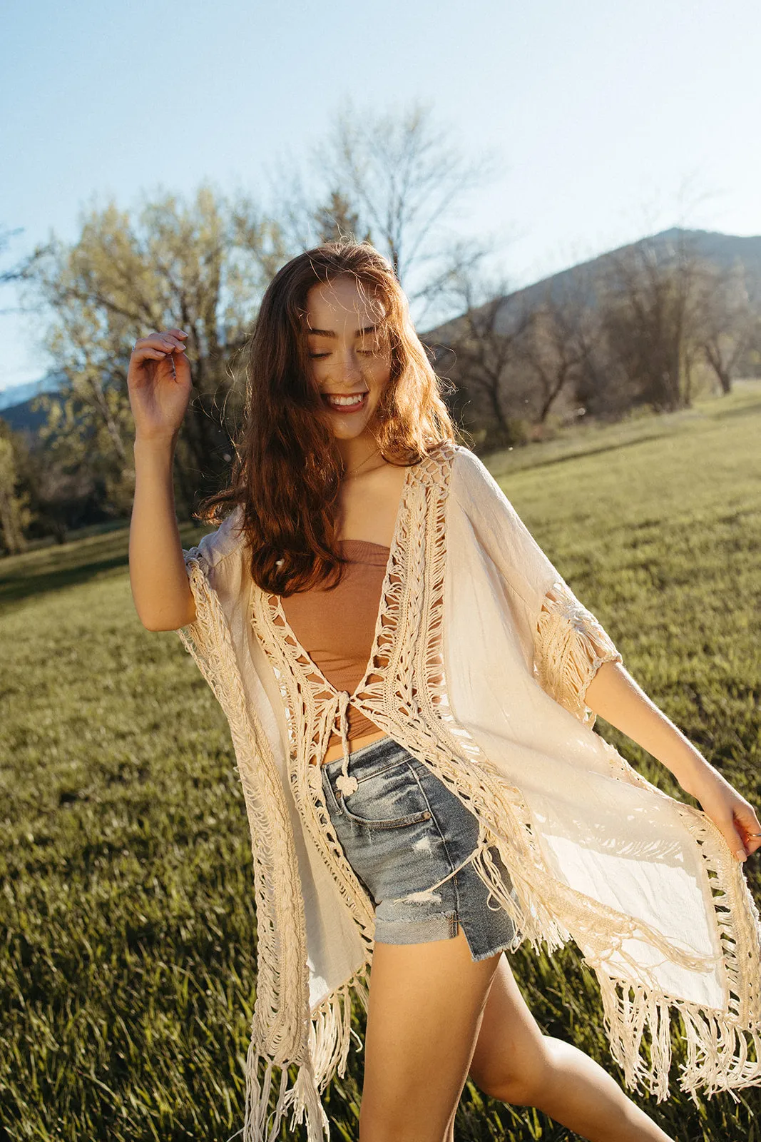 Multi Layer Weaving Quick Dressing Vacation Mode Kimono