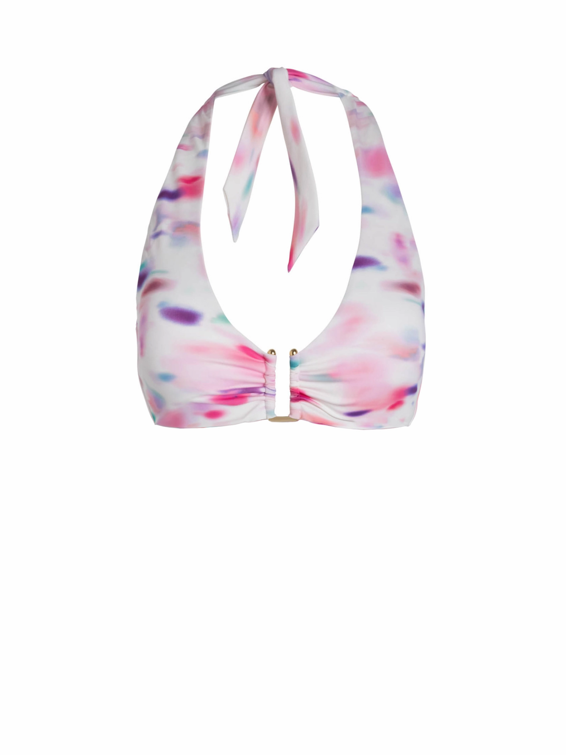 Support Swimwear Smooth Edge Binding Shana Top In Hazy Ikat Ivory
