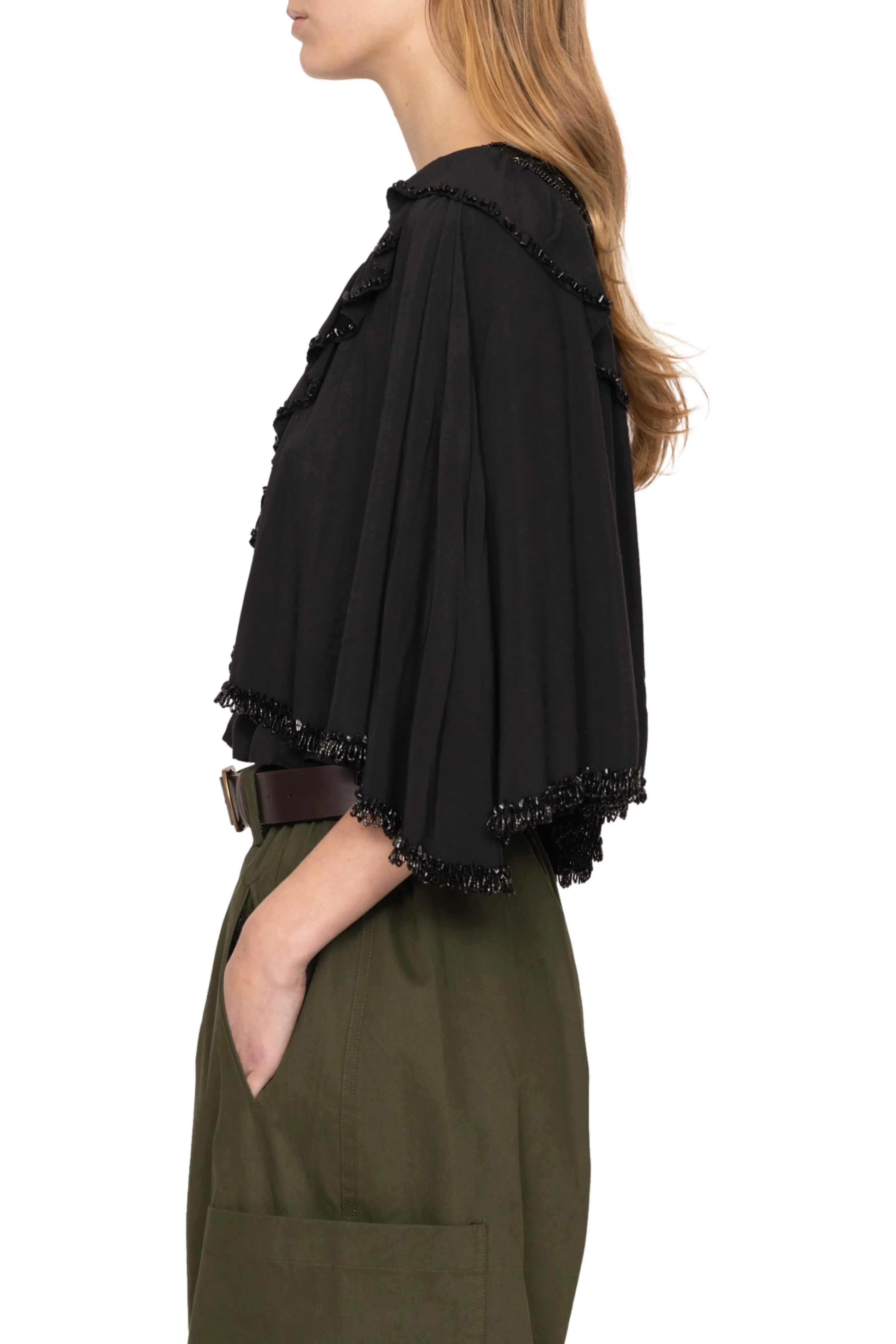 Self Cleaning Coating Shanna Lace Beaded Capelet Top