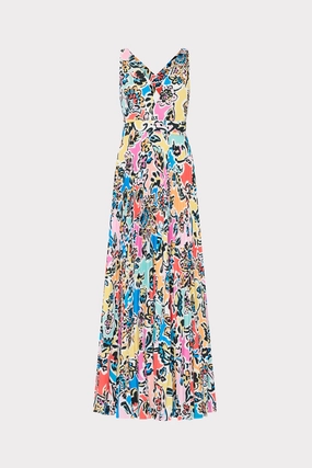 Bride Friend Oria Rainbow Oasis Pleated Dress