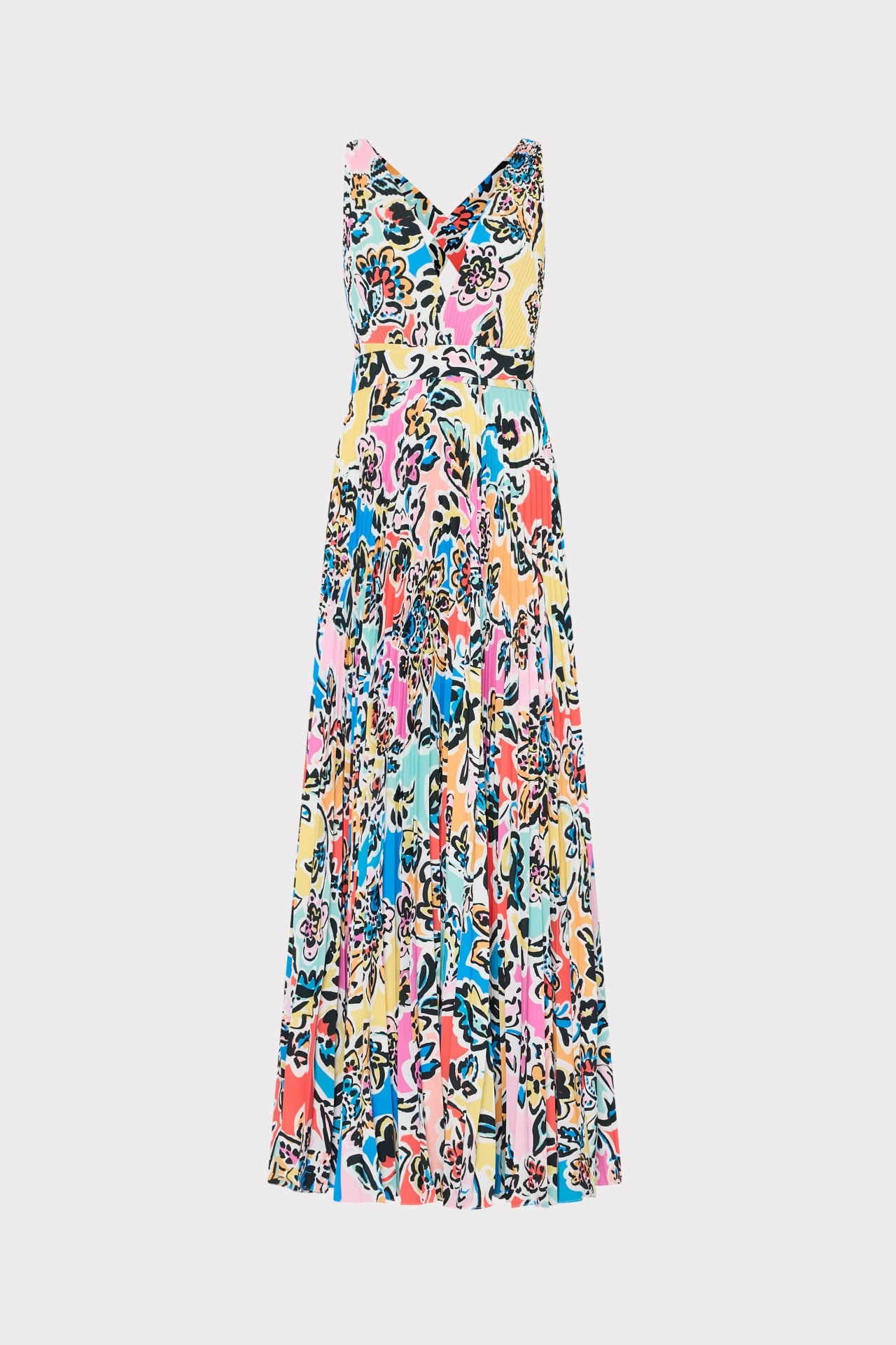 Oria Rainbow Oasis Pleated Dress Subtle-Print