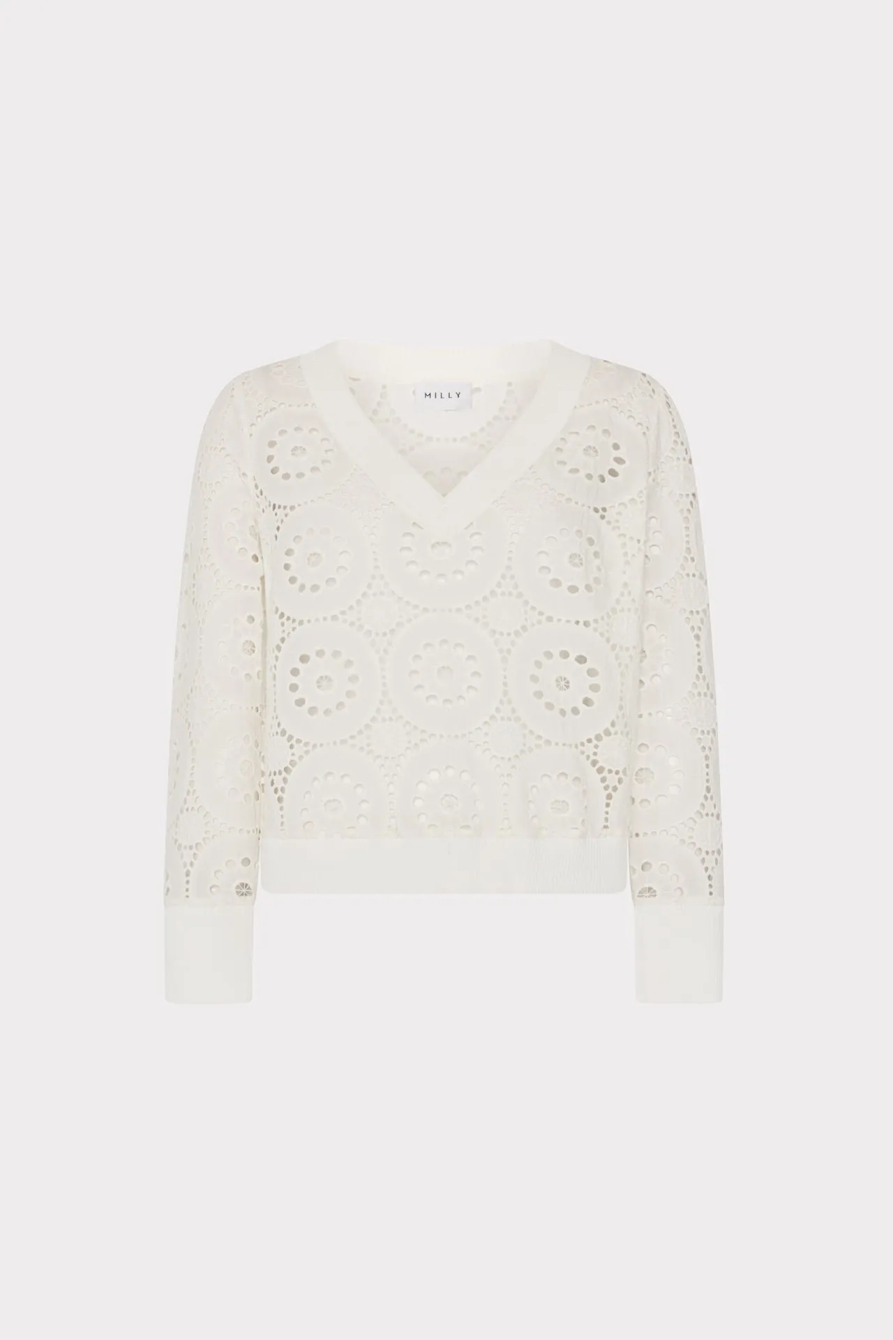 V-Neck Embroidery Knit Detail Top Seamless Design