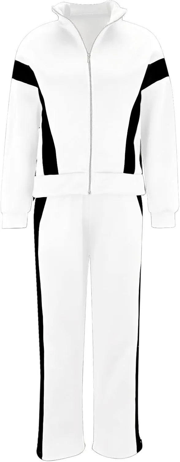 V-Neck Lounge Set for Women Women's Long Sleeved Zipper Stand Up Collar Sports Pants Set Long Sleeve 2 Piece Lounge