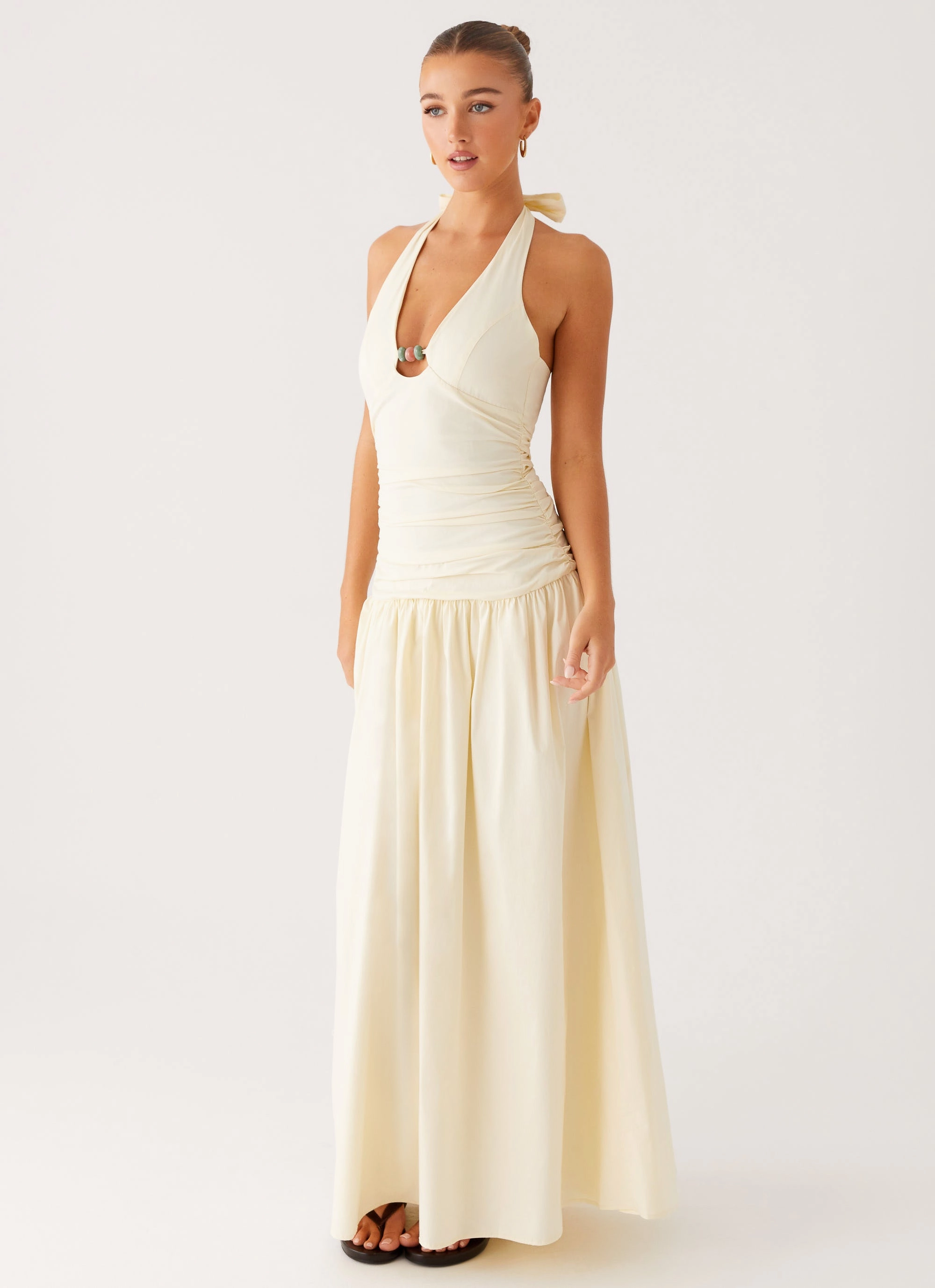 Smart Tones Dropped-Waist Val Maxi Dress - Lemon