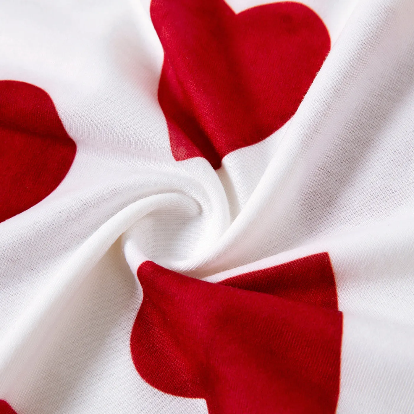 Valentine's Day Family Matching Heart Pattern Stripe Crew Neck Pajamas (Flame Resistant)