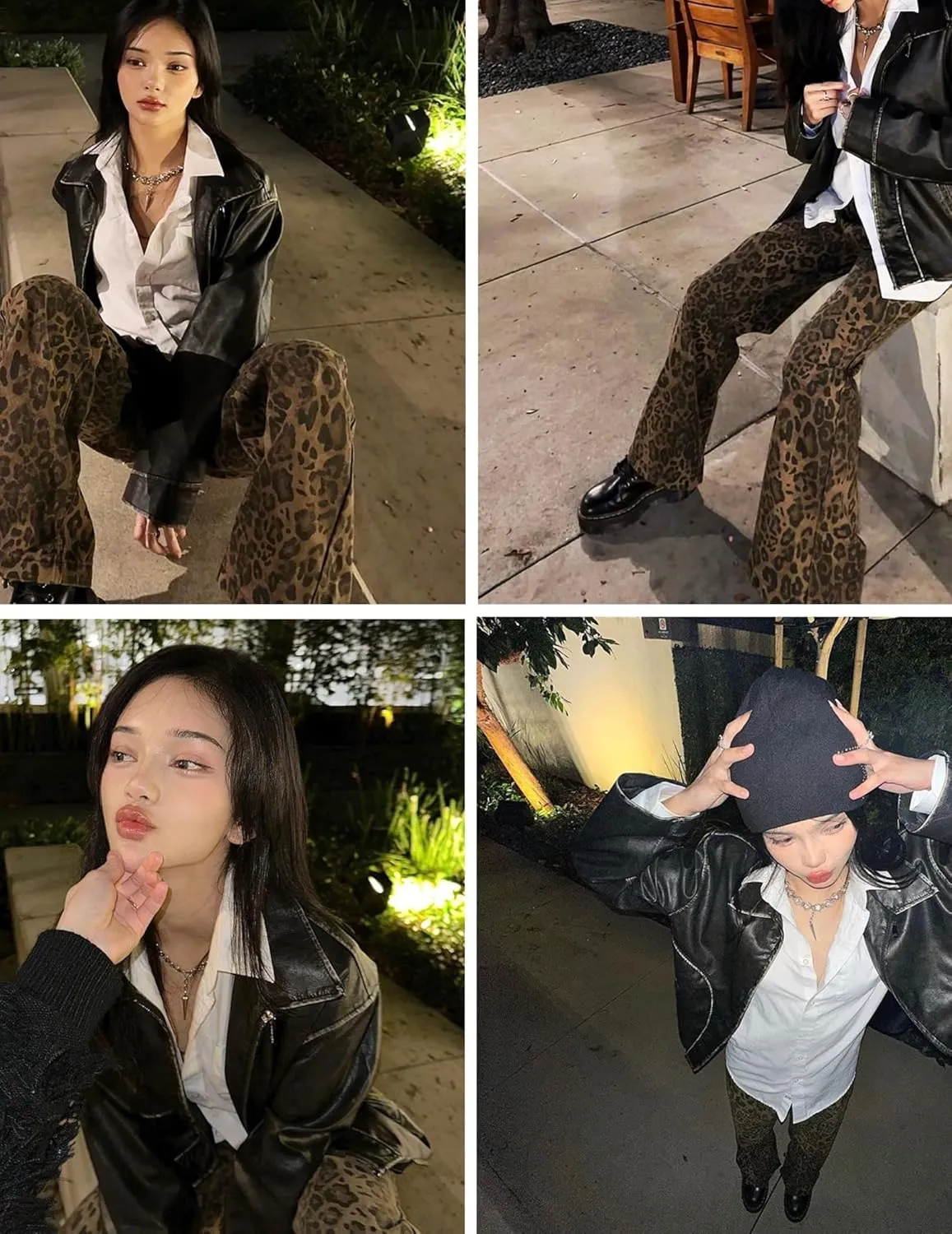 Vamtac Leopard Print Jeans for Women Y2k Leopard Straight Leg Trousers Baggy Cheetah Pants Streetwear