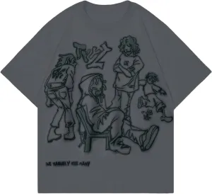 Vamtac Oversized Graphic Tees Y2k Vintage Tops for Men Women Streetwear Unisex T Shirts