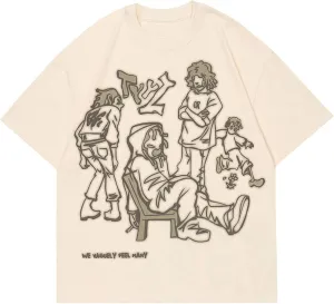 Vamtac Oversized Graphic Tees Y2k Vintage Tops for Men Women Streetwear Unisex T Shirts