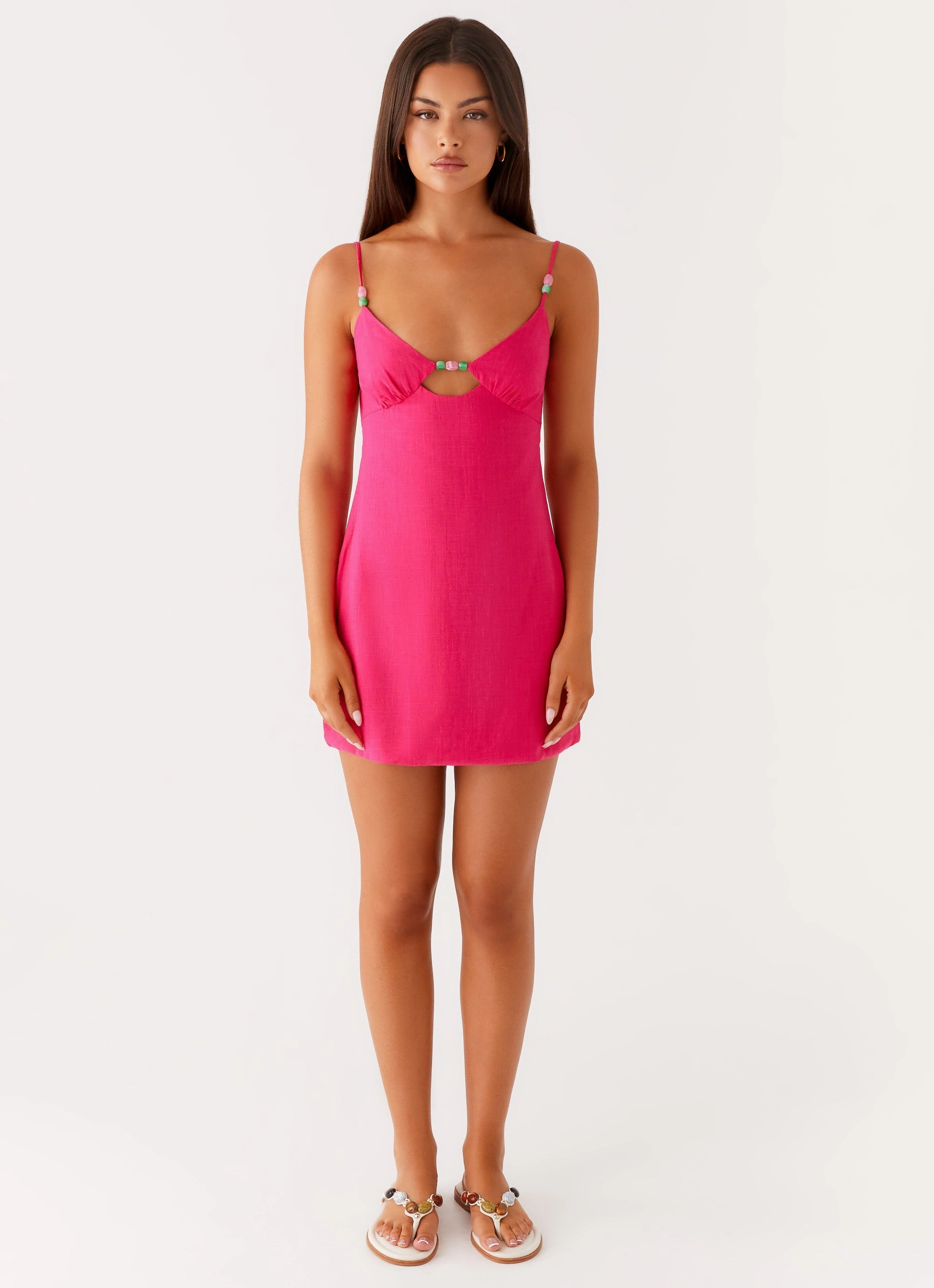 Vander Mini Dress - Fuchsia Pleated Construction