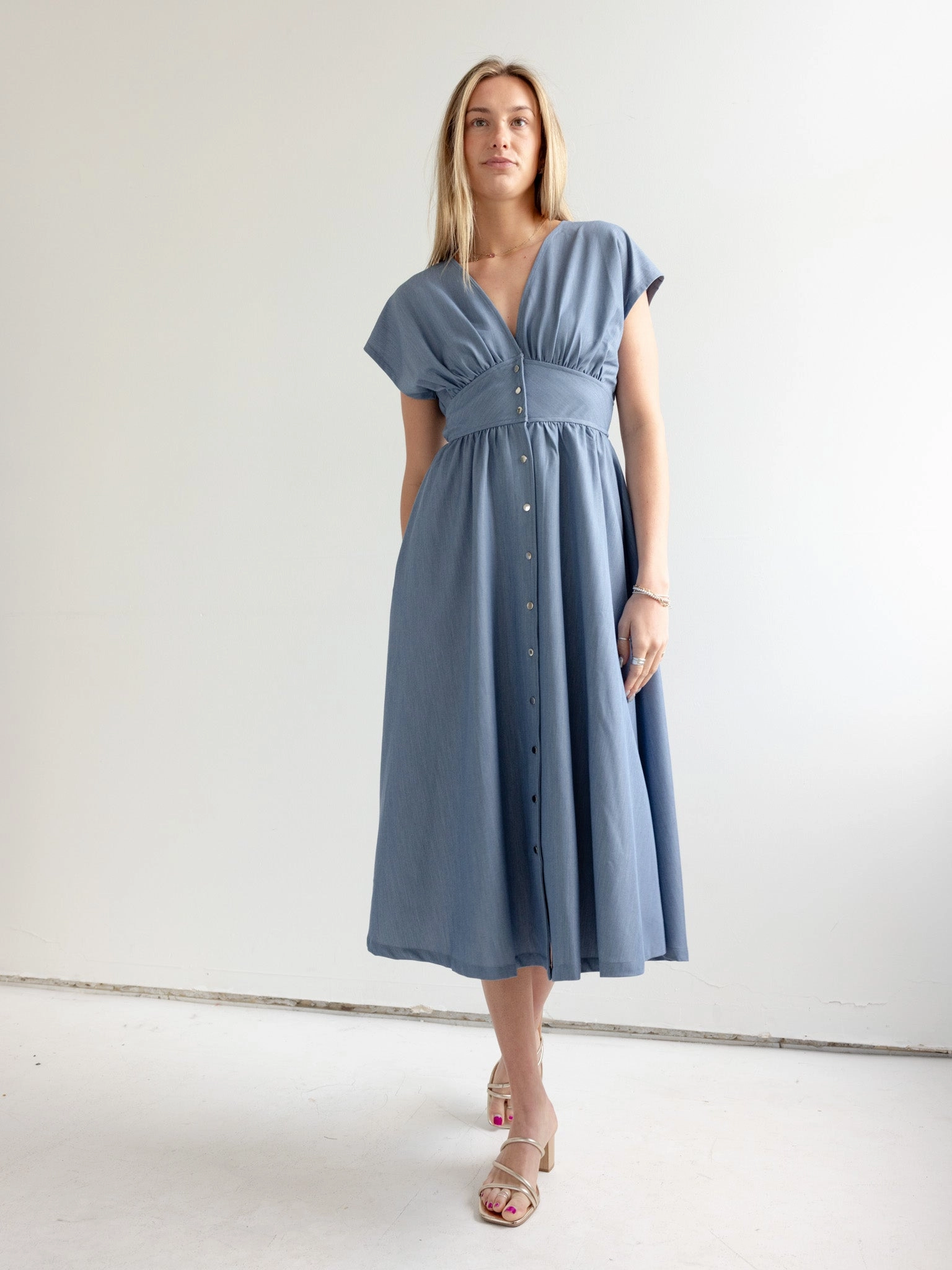 Vega Chambray Dress Subtle Edge Floor-Length