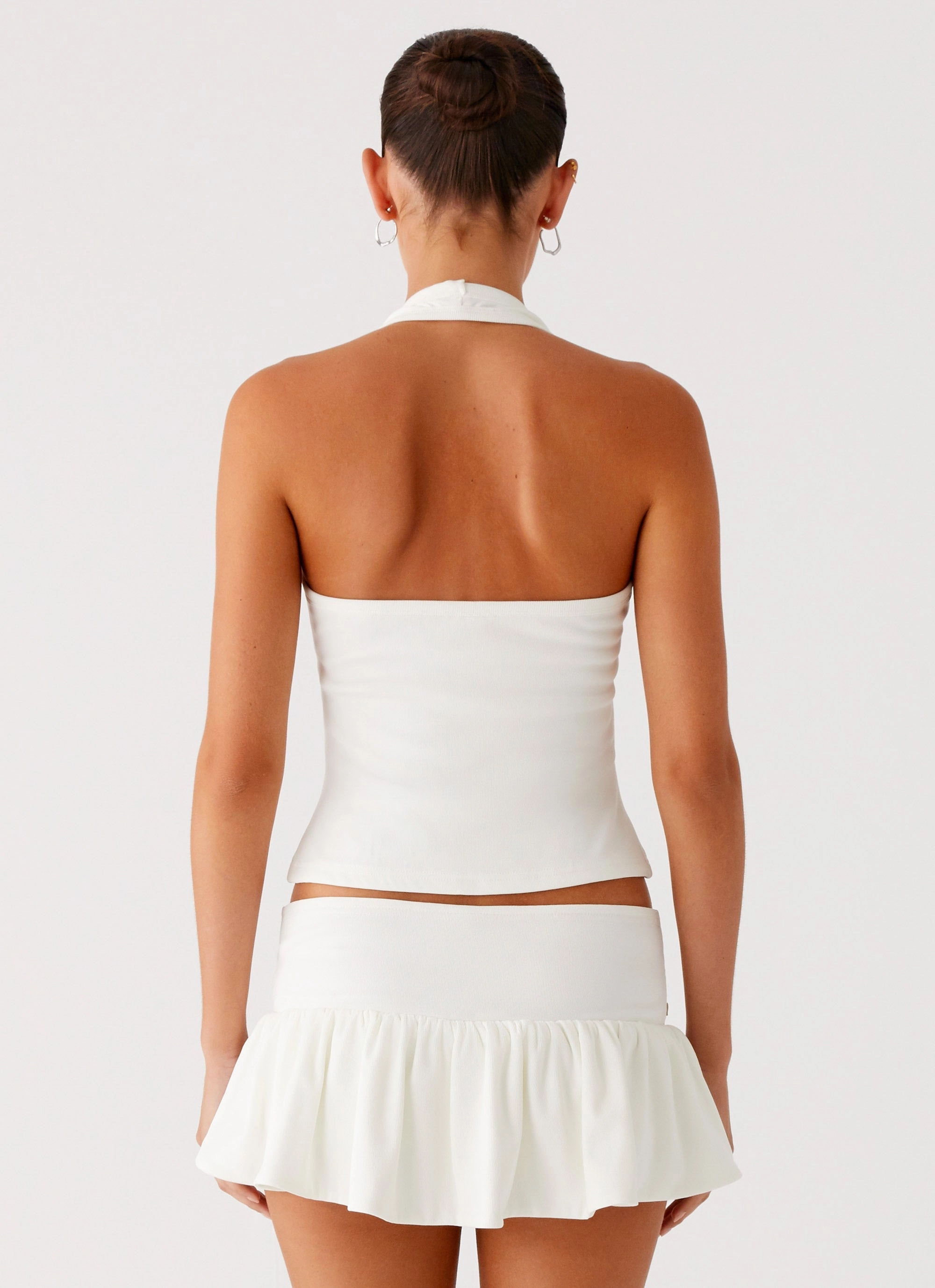 Vegas Nights Halter Neck Top - White Low Impact Manufacturing Seamless Design