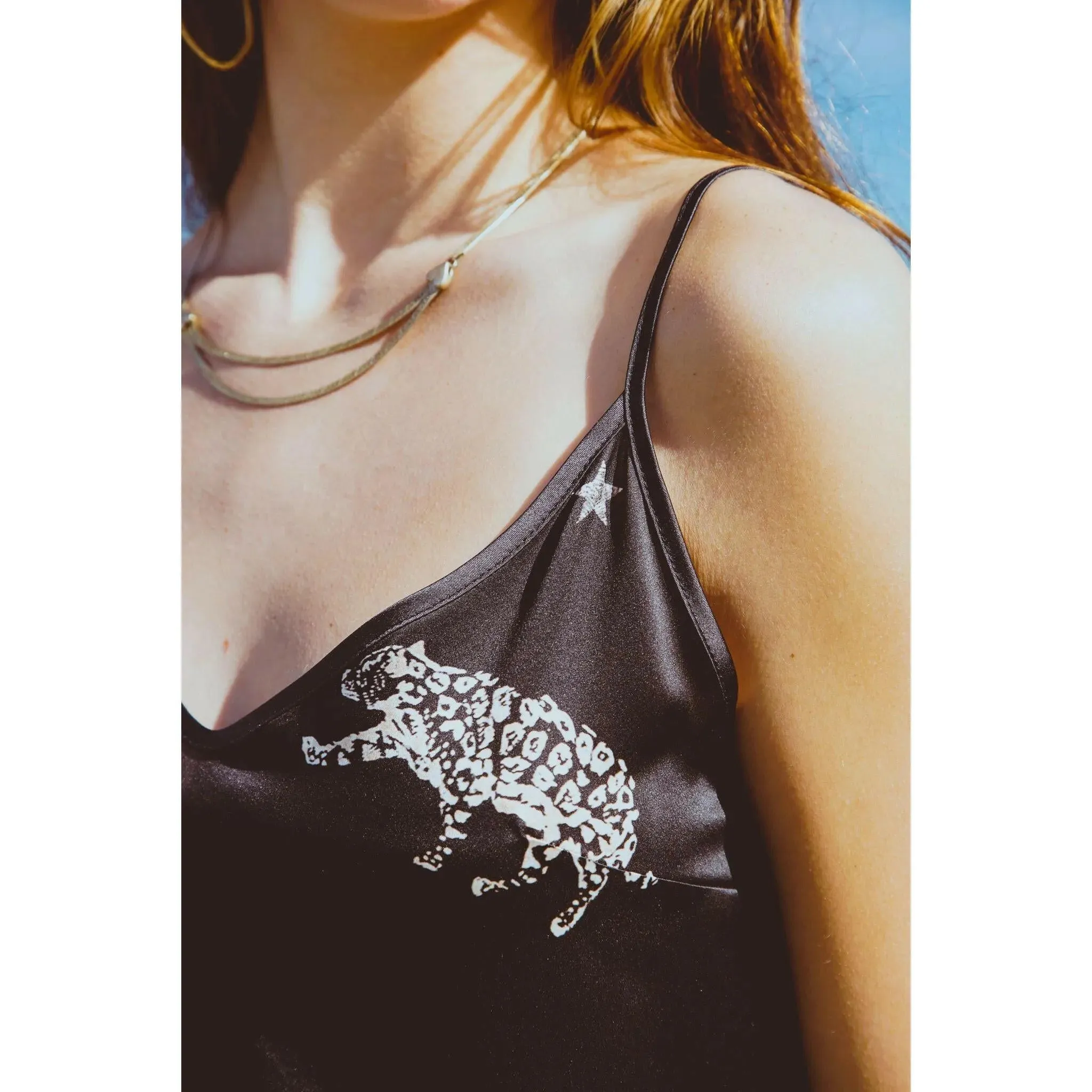 Vela Silk Slip Dress in Jaguar Stars