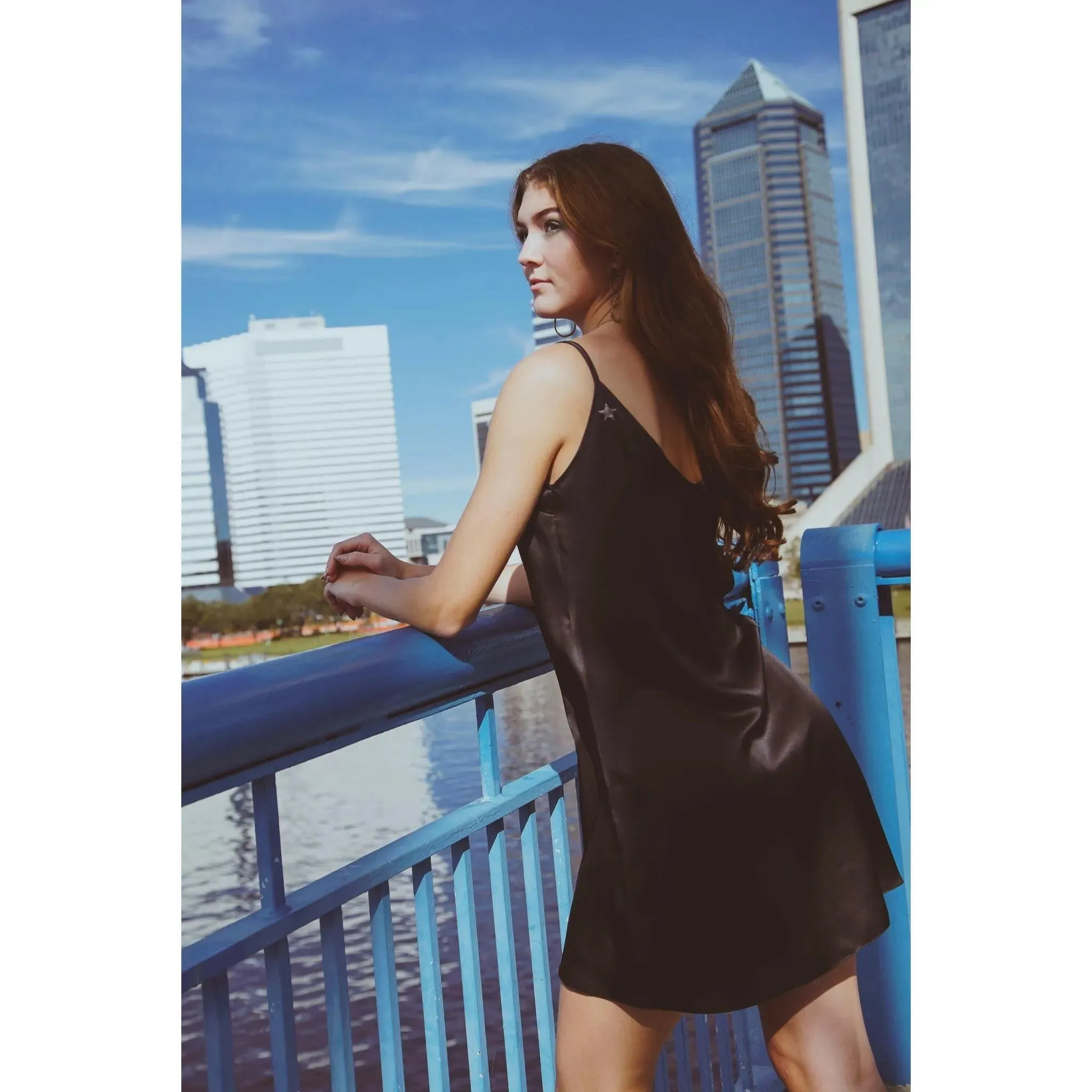 Vela Silk Slip Dress in Jaguar Stars