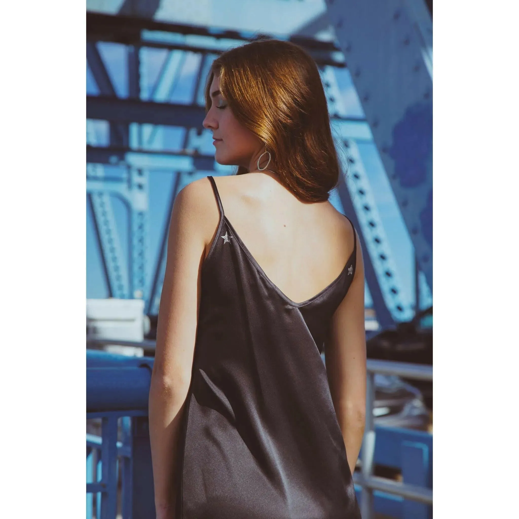 Vela Silk Slip Dress in Jaguar Stars