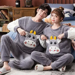 Velvet Couple Pajamas - Warm Korean Style Flannel Set