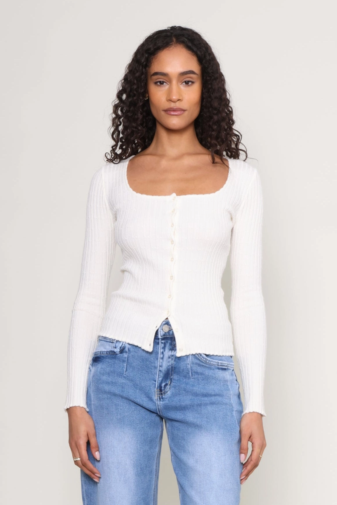 Emelie Button Up Sweater Cozy Texture