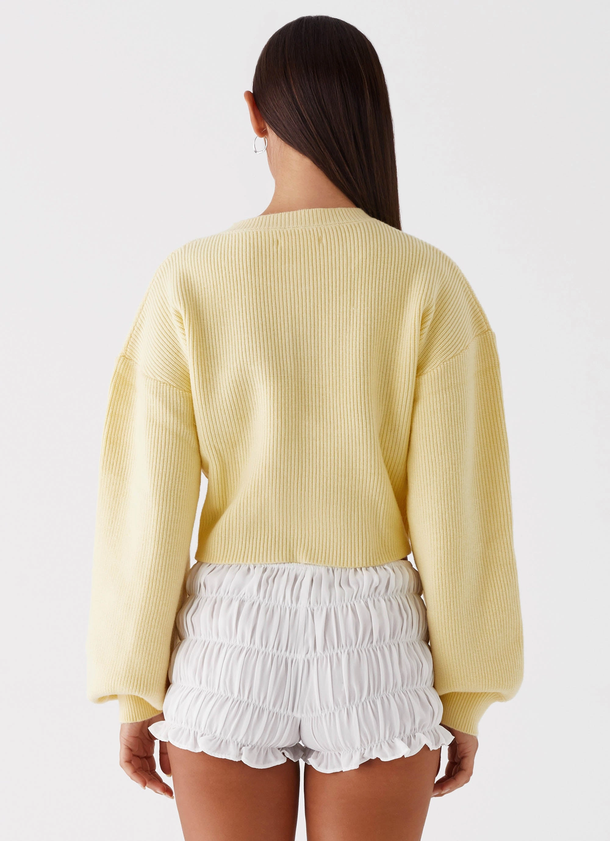All Weather Performance Short Length Daphne Knit Cardigan - Butter Yellow