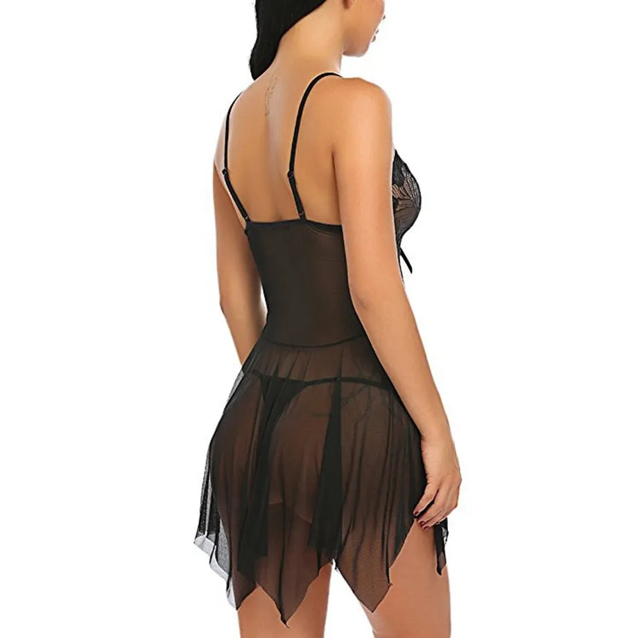 VenusFox Dropshipping Red Purple Women Sexy Nightwear Plus Size Erotic Nightgown Sleepwear Dress G String Sexy Lingerie Robe