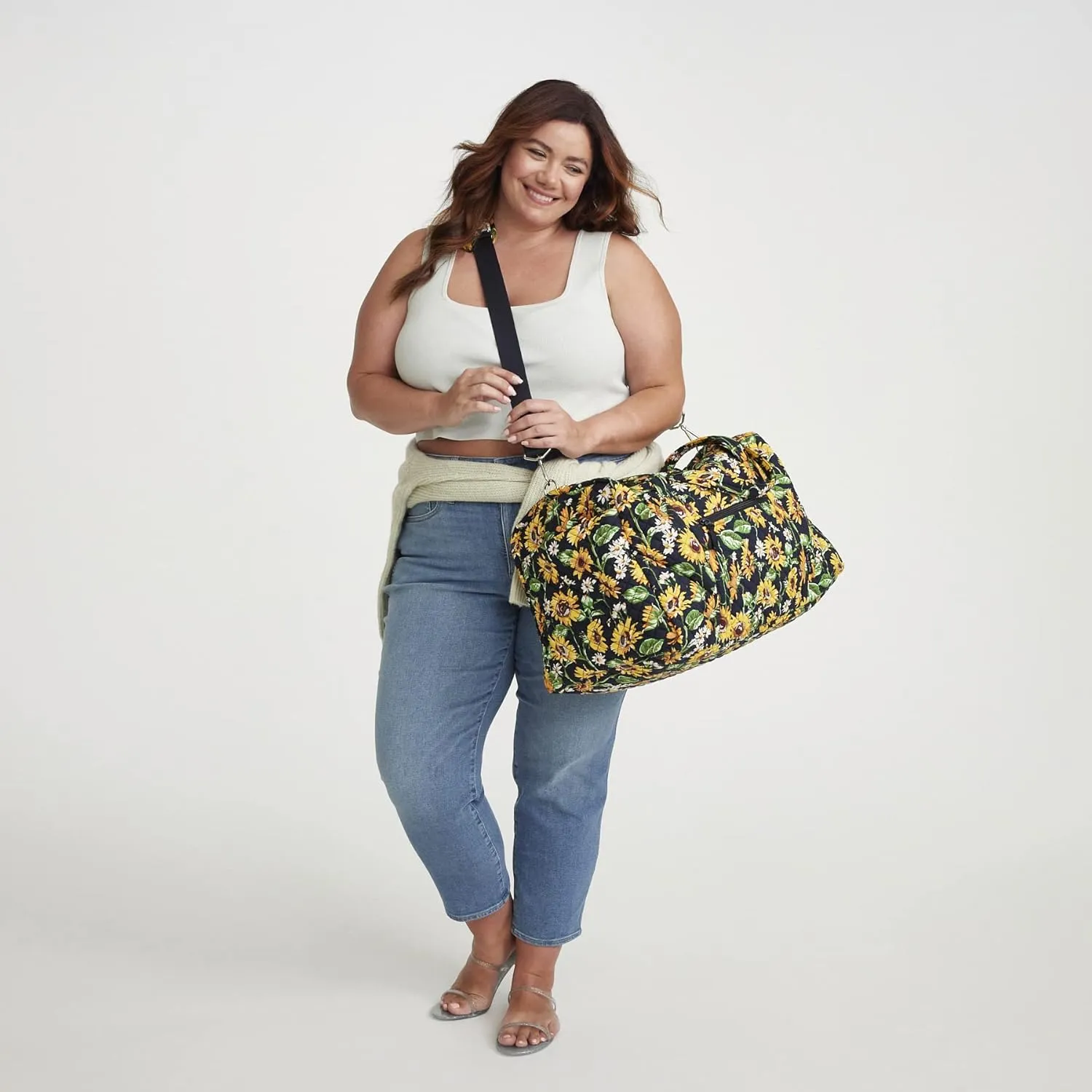 Vera Bradley Women's Cotton Large Travel Duffel Bag, Climbing Ivy Green - Recycled Cotton, One Size