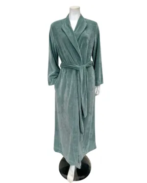 Verdiani Salvia Green Cotton Velvet Morning Wrap Robe