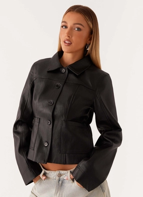 Verona Faux Leather Jacket - Black Warm Thinsulate