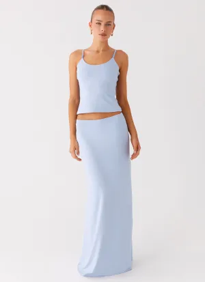 Everyday Ease Like A Flower Maxi Skirt - Baby Blue