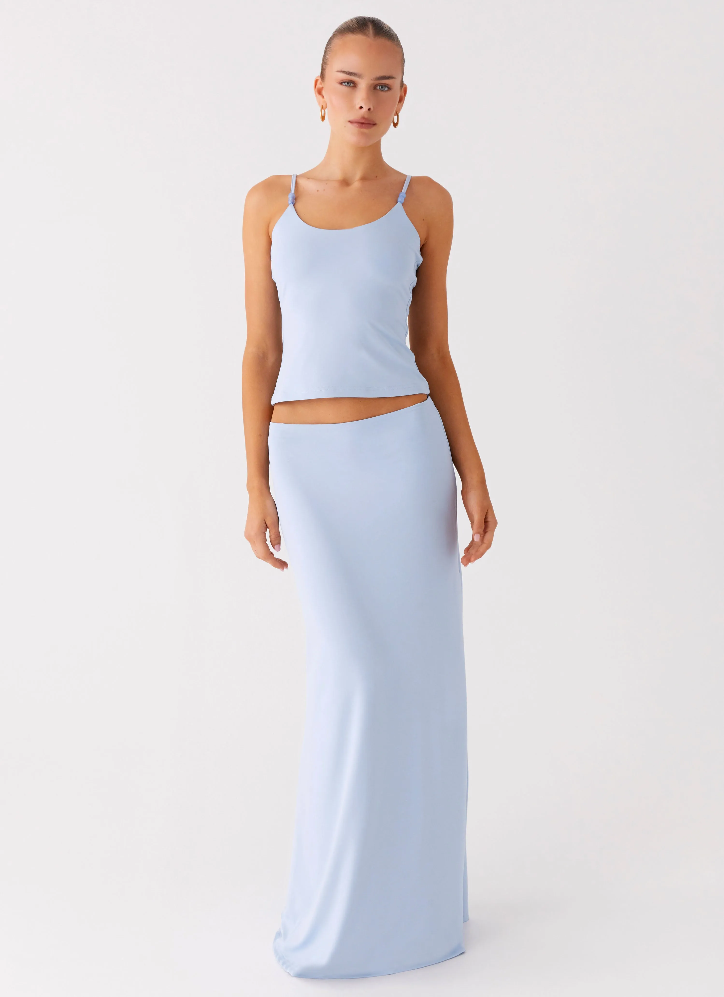 Everyday Ease Like A Flower Maxi Skirt - Baby Blue