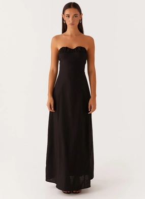 Skin Touch Tayla Linen Maxi Dress - Black