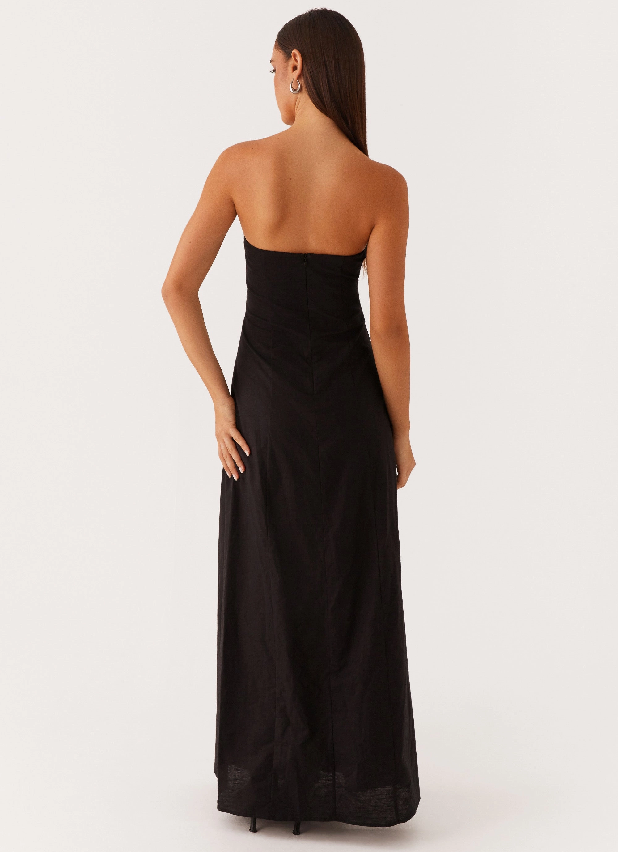 Tayla Linen Maxi Dress - Black Simple Form