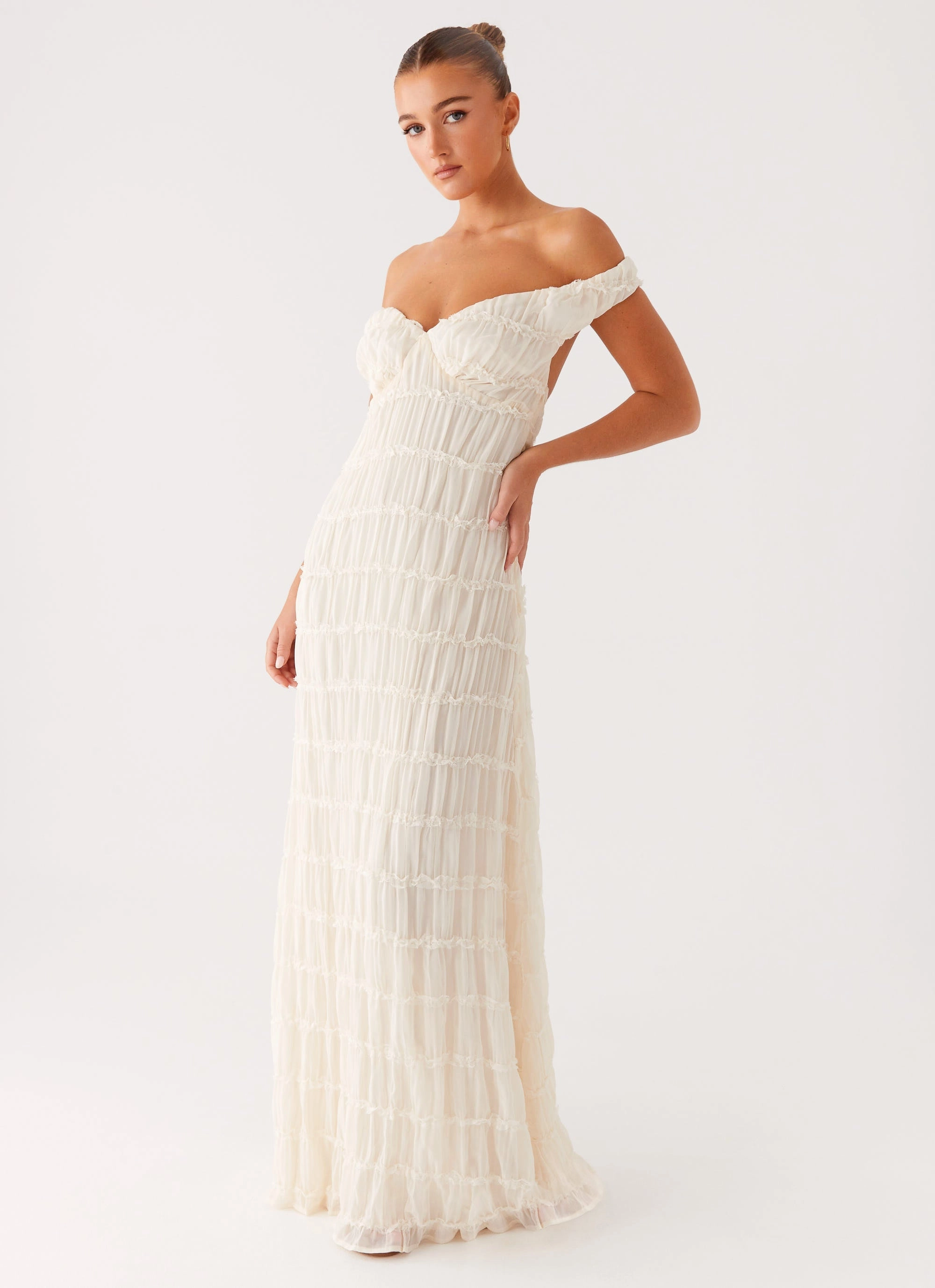 Smart Comfort Semi Sheer Embrace Maxi Dress - Ivory