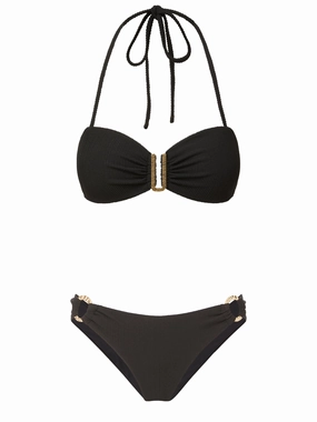 Cindy Top   Ring Trim Bottom in Black Texture Textured Grip Details