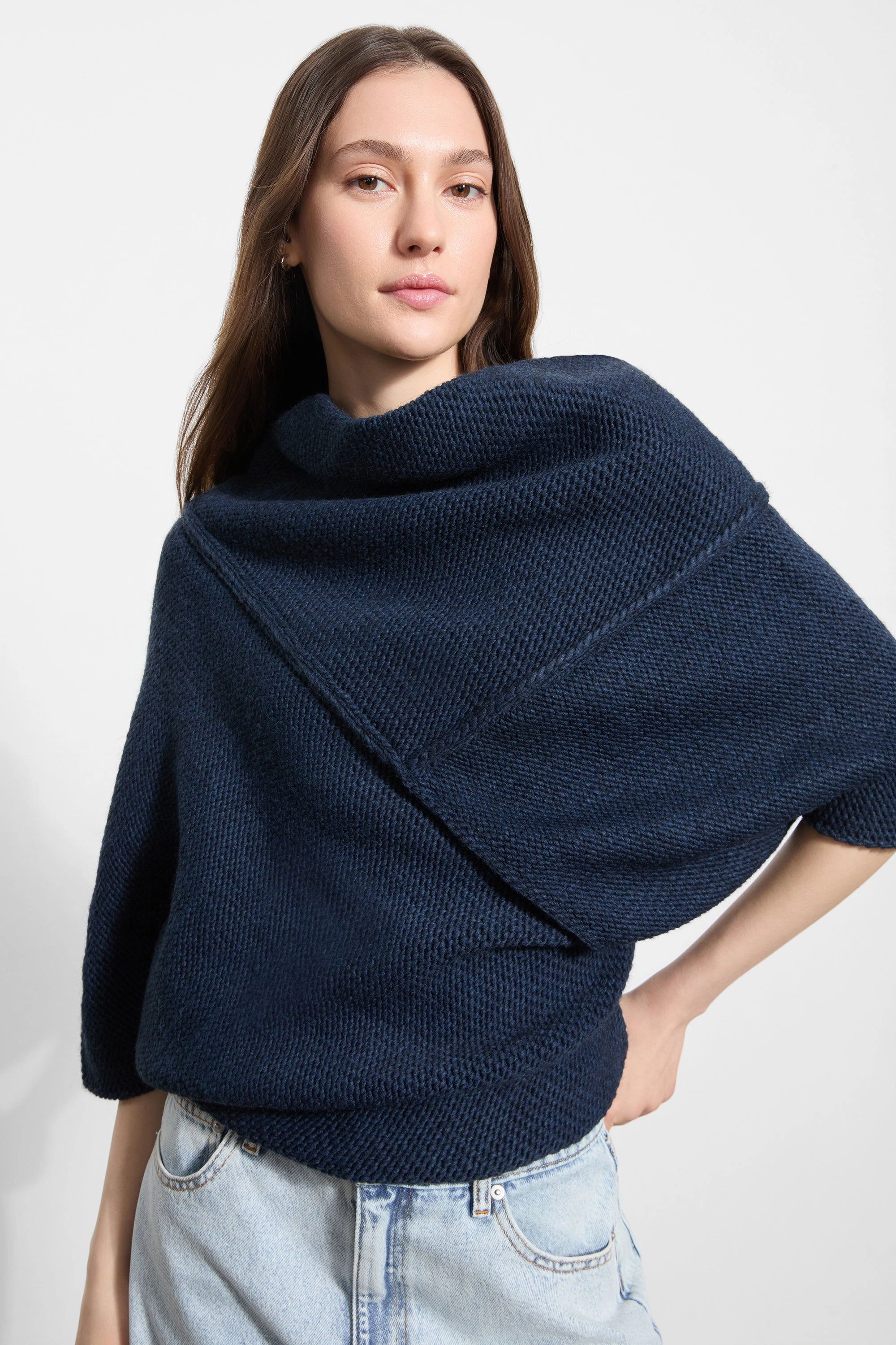 Palmer Knit Top Layered Hem Detailing MultipanelLayout