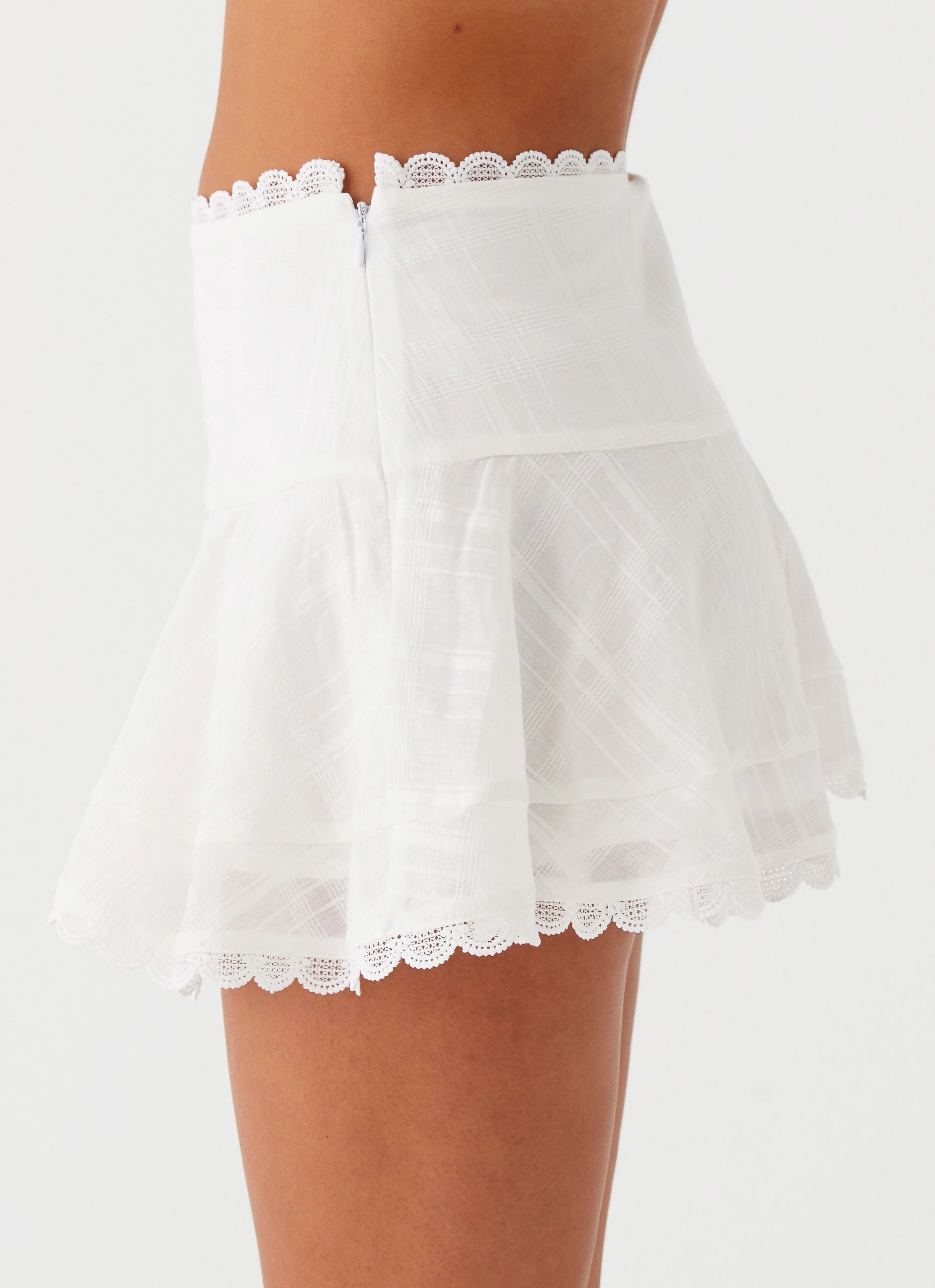 Modern Cut Hundred Percent Mini Skirt - White