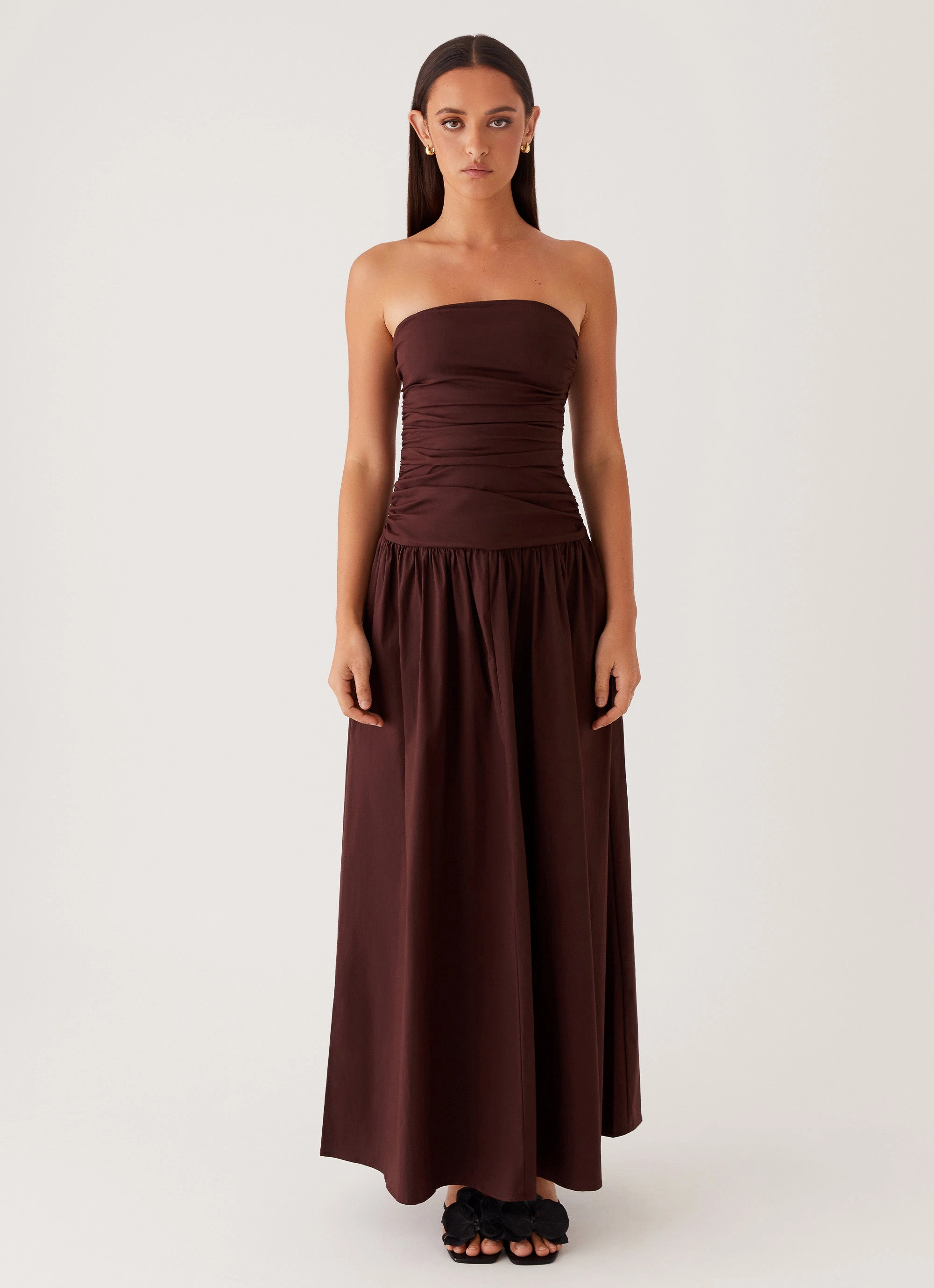 Cool Form Side Tie Carmel Maxi Dress - Brown