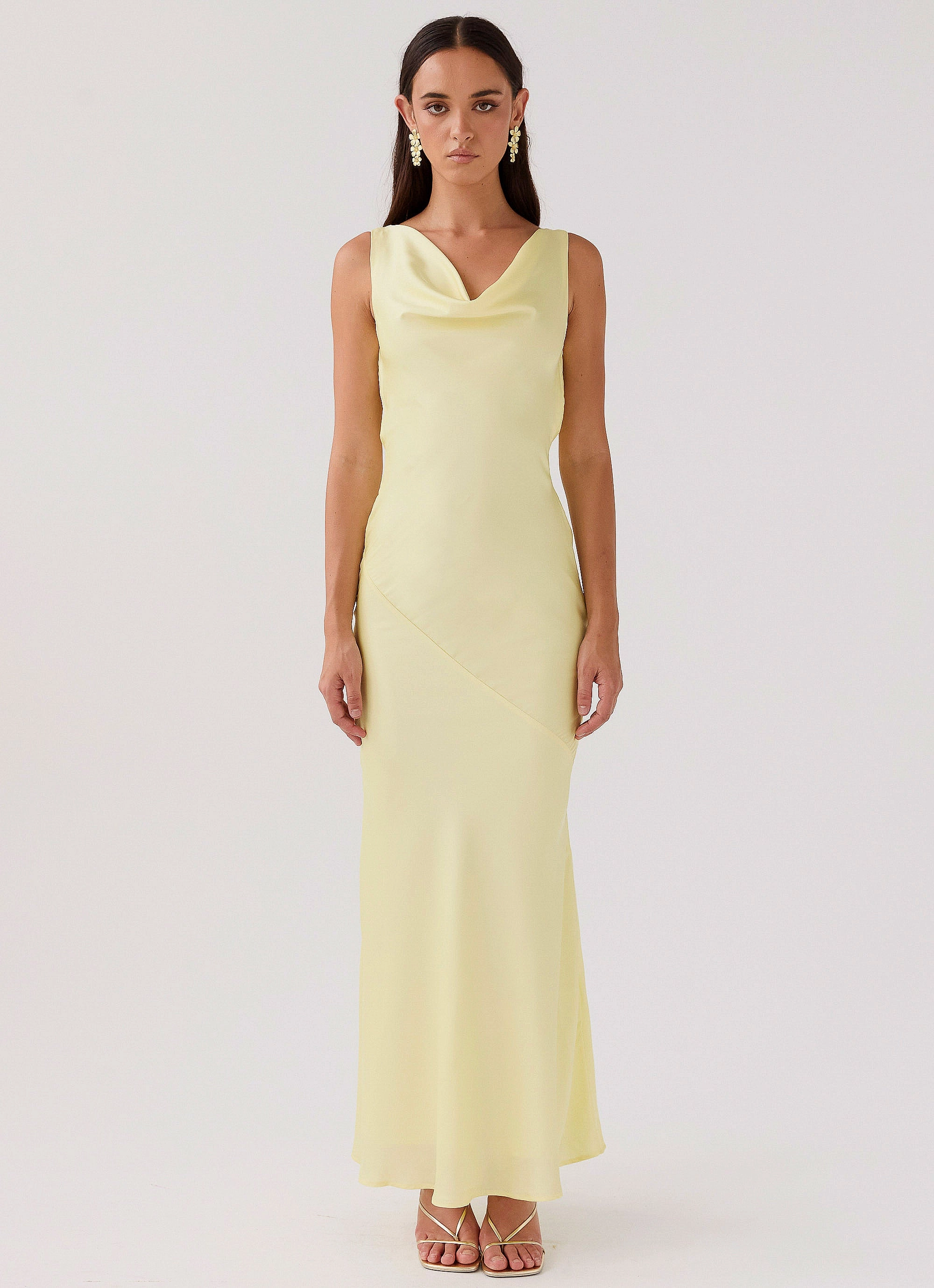Be Mine Satin Maxi Dress - Canary Flap-Detail AntiPillTreatment