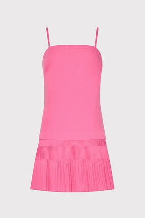 Soft Composition Drawstring-Closure Nola Poplin Pleated Combo Mini Dress