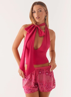 Mercer Sequin Mini Shorts - Fuchsia All Purpose Quick Fit Wear