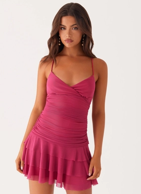 Emily Mini Dress - Fuchsia Texture Shot