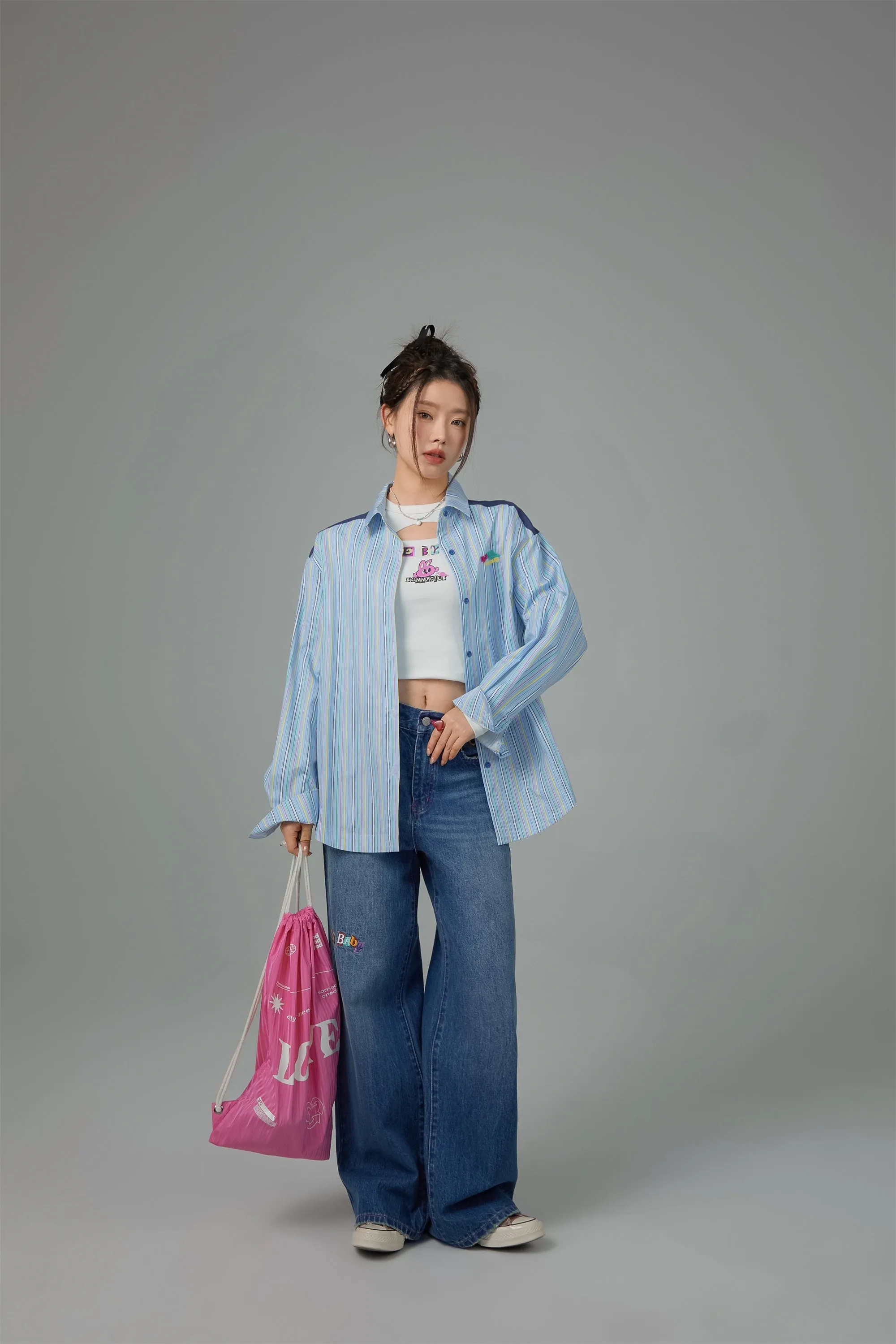 Vertical Stripes Oversized Shirt