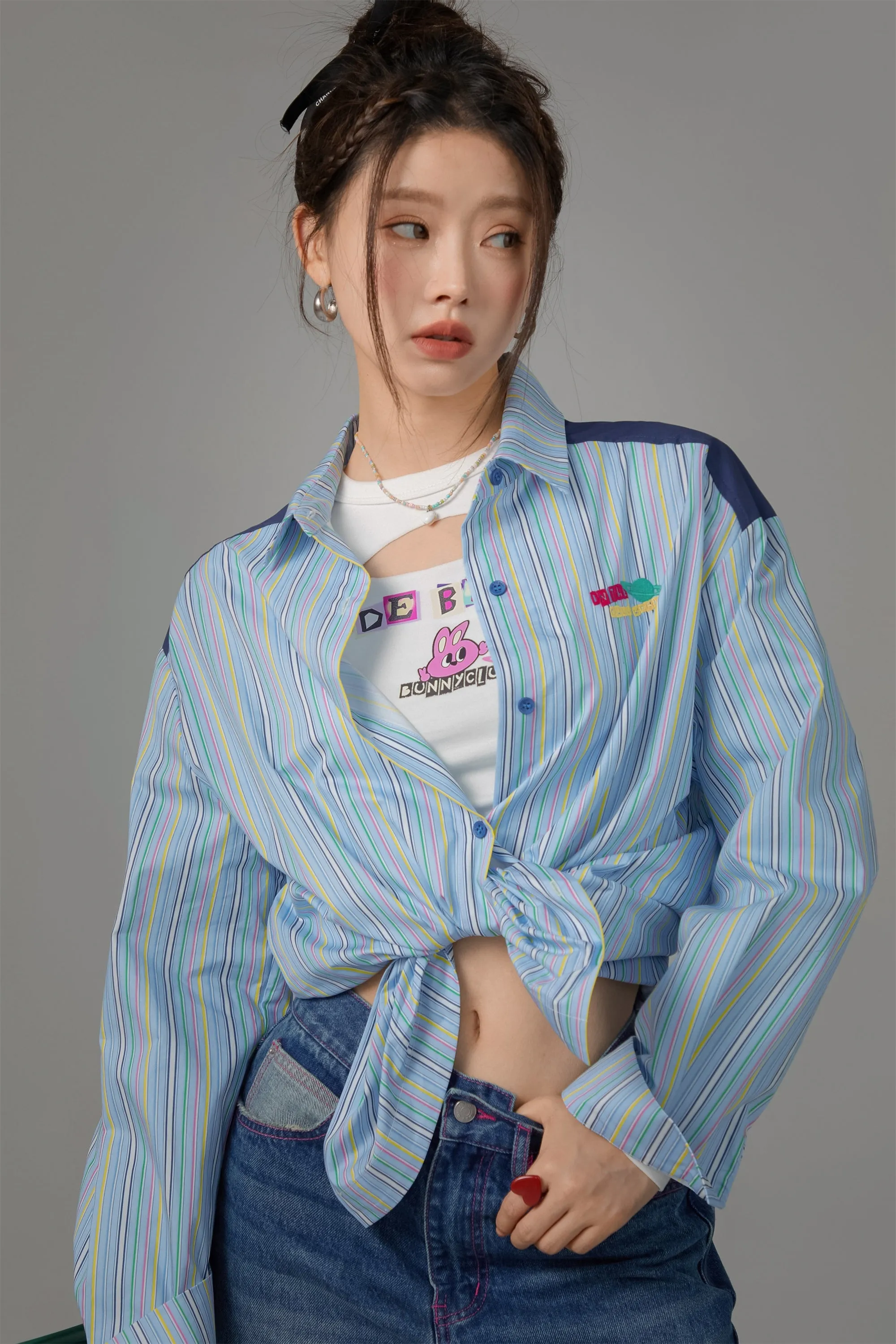 Vertical Stripes Oversized Shirt