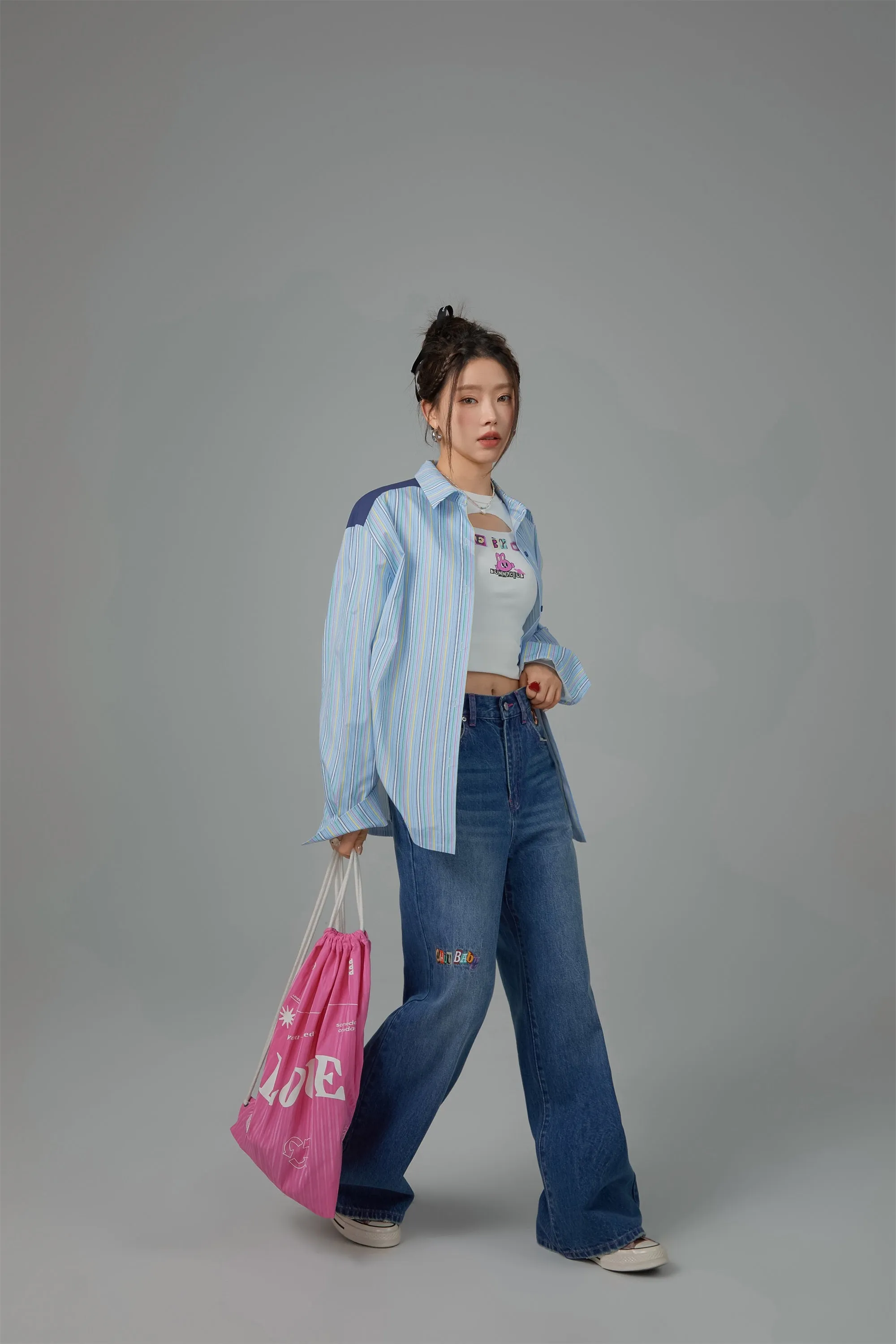 Vertical Stripes Oversized Shirt