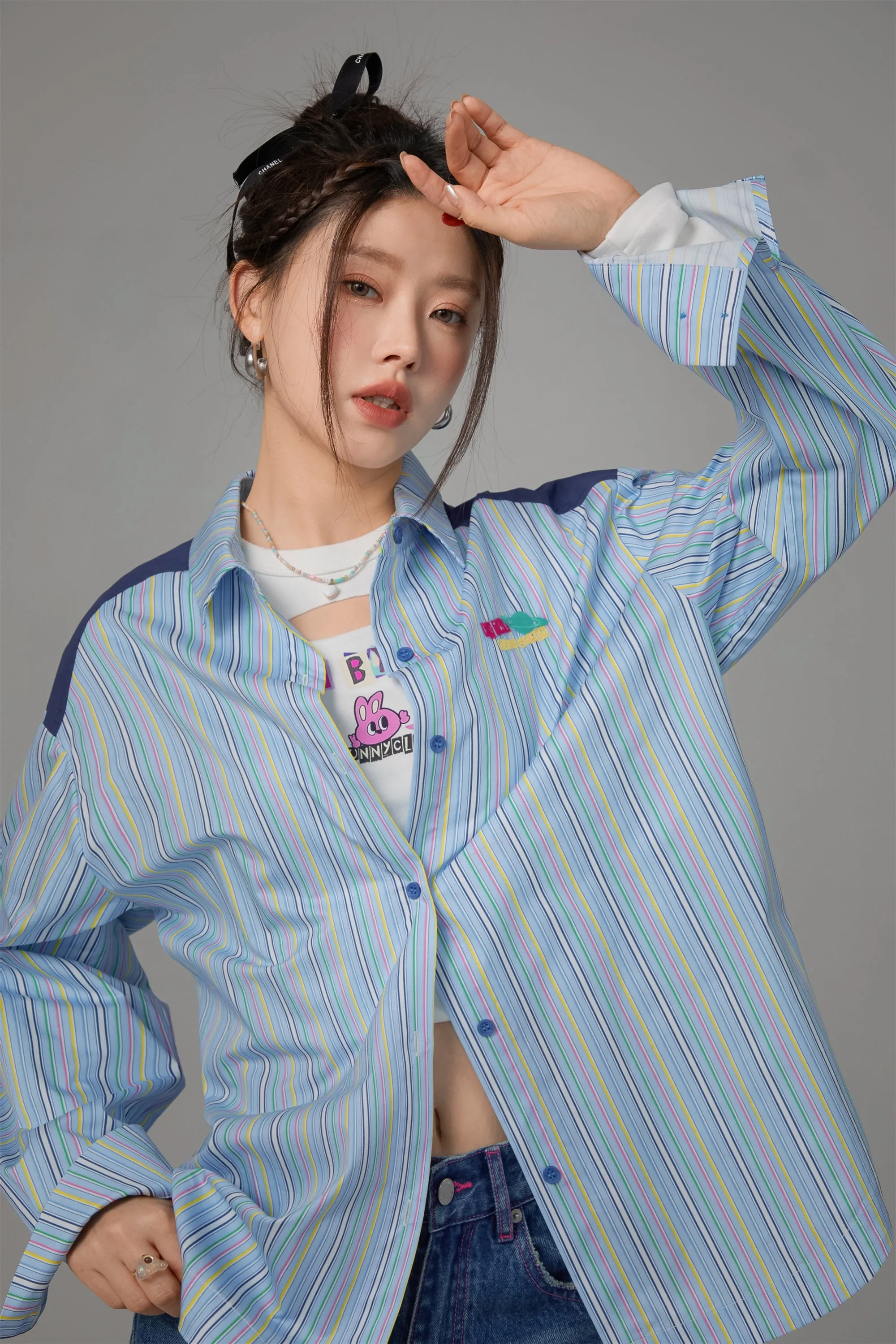 Vertical Stripes Oversized Shirt