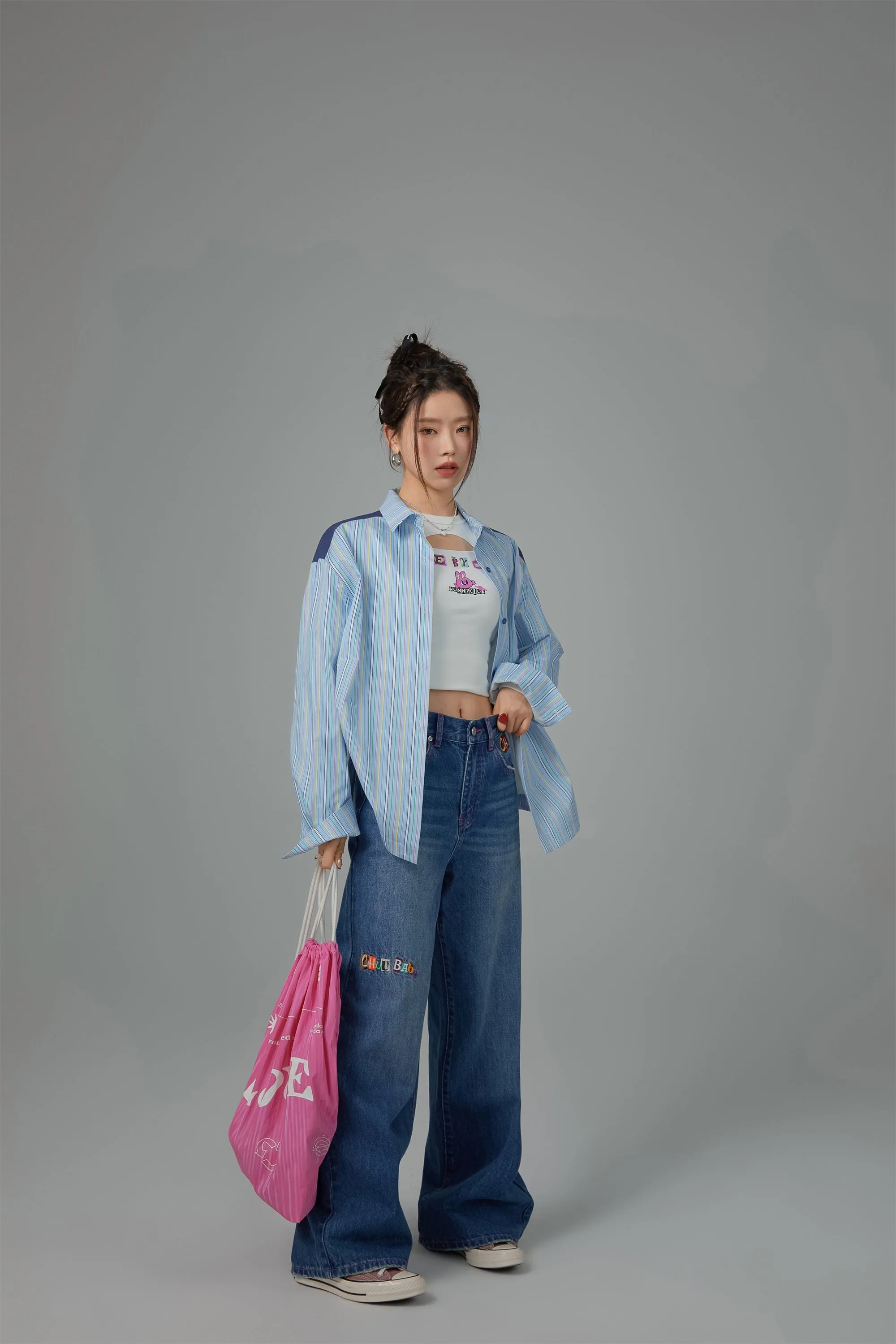 Vertical Stripes Oversized Shirt