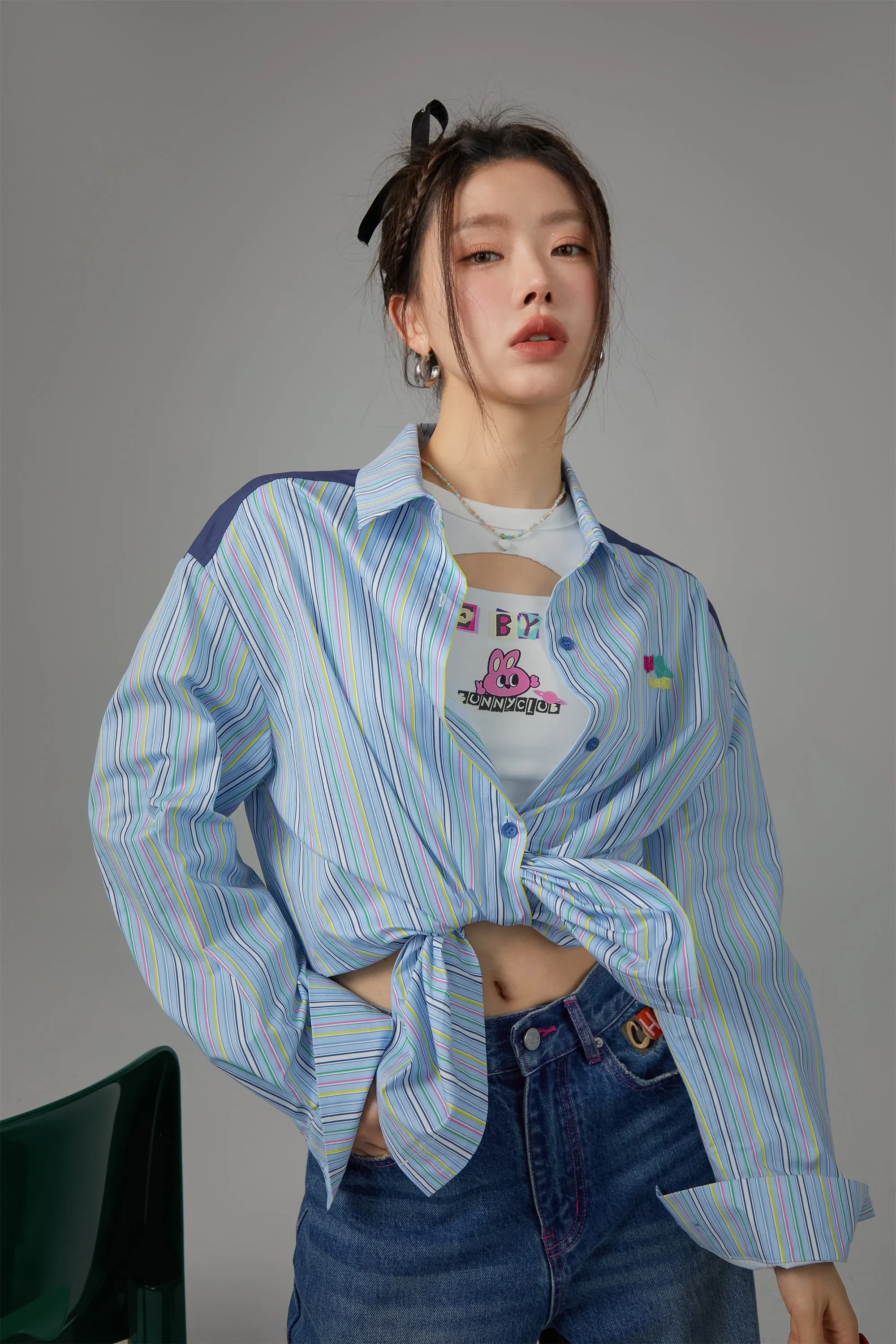 Vertical Stripes Oversized Shirt