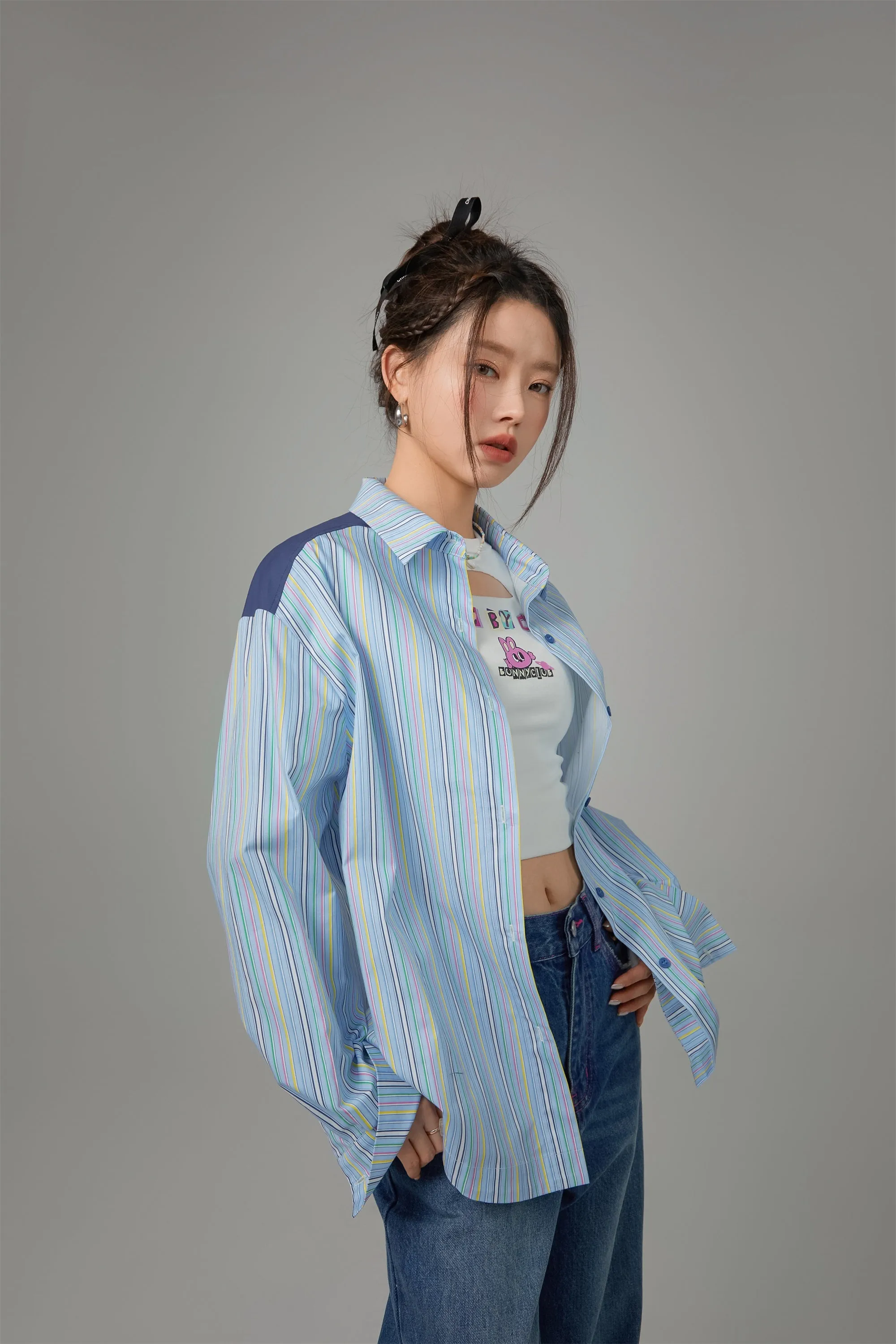 Vertical Stripes Oversized Shirt