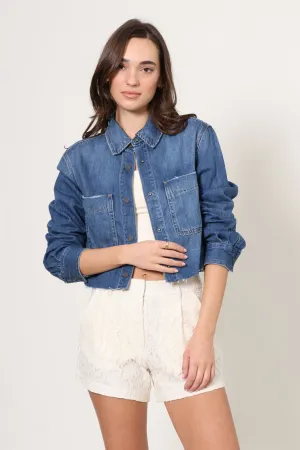 Easy Care Medium Wash Denim Button Front