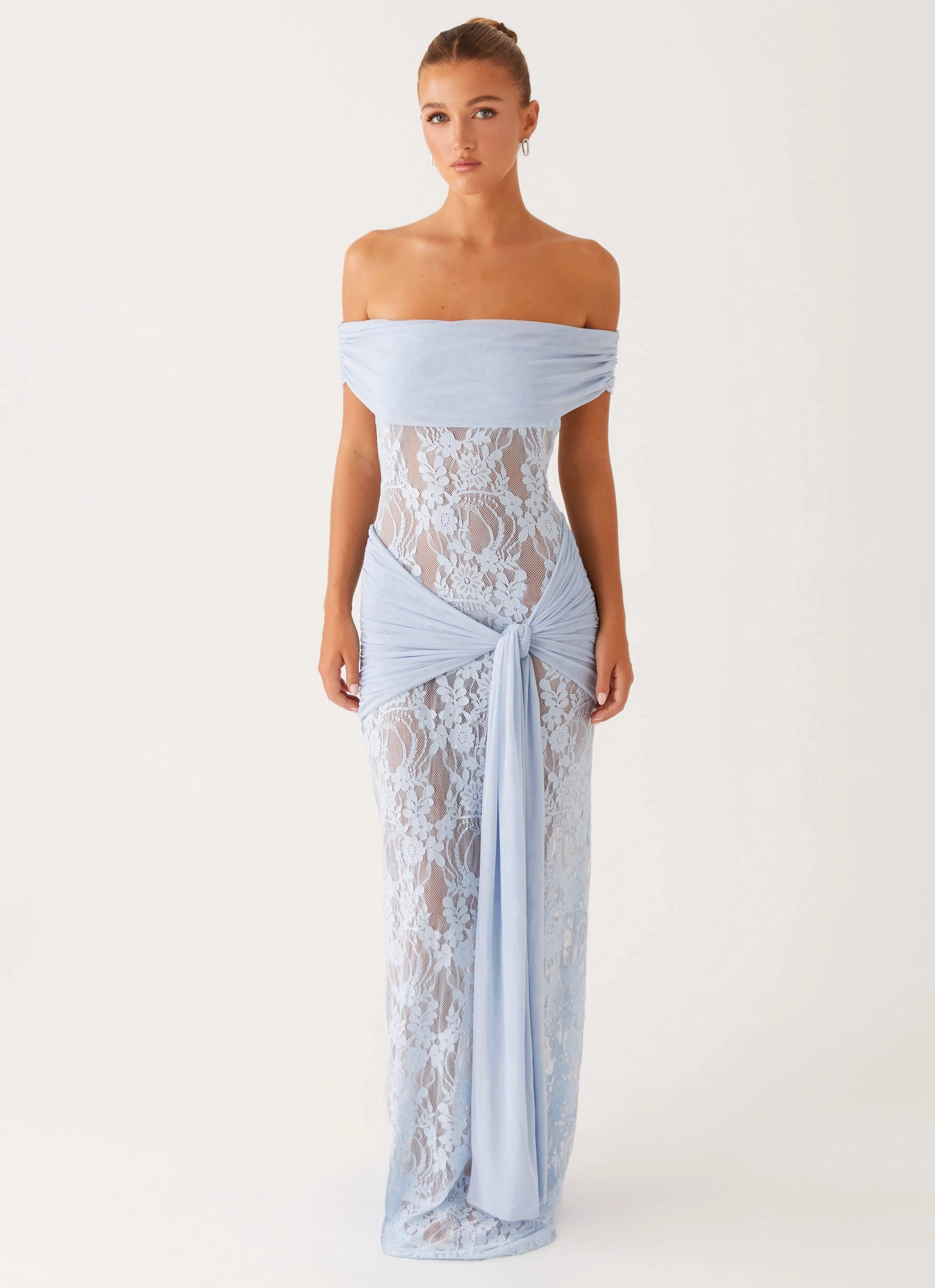 Draped-Style Gracie Twist Maxi Dress - Blue